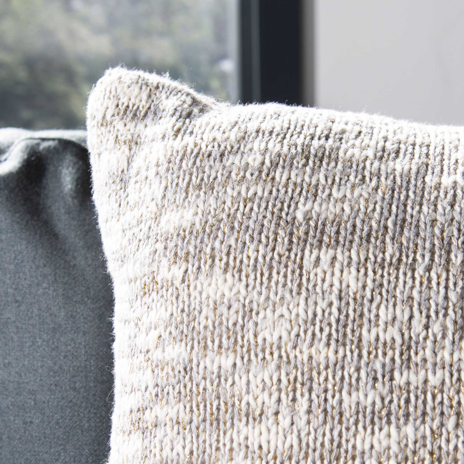 Ranger Knit Pillow Light Gray/Natural/Gold - Image 2