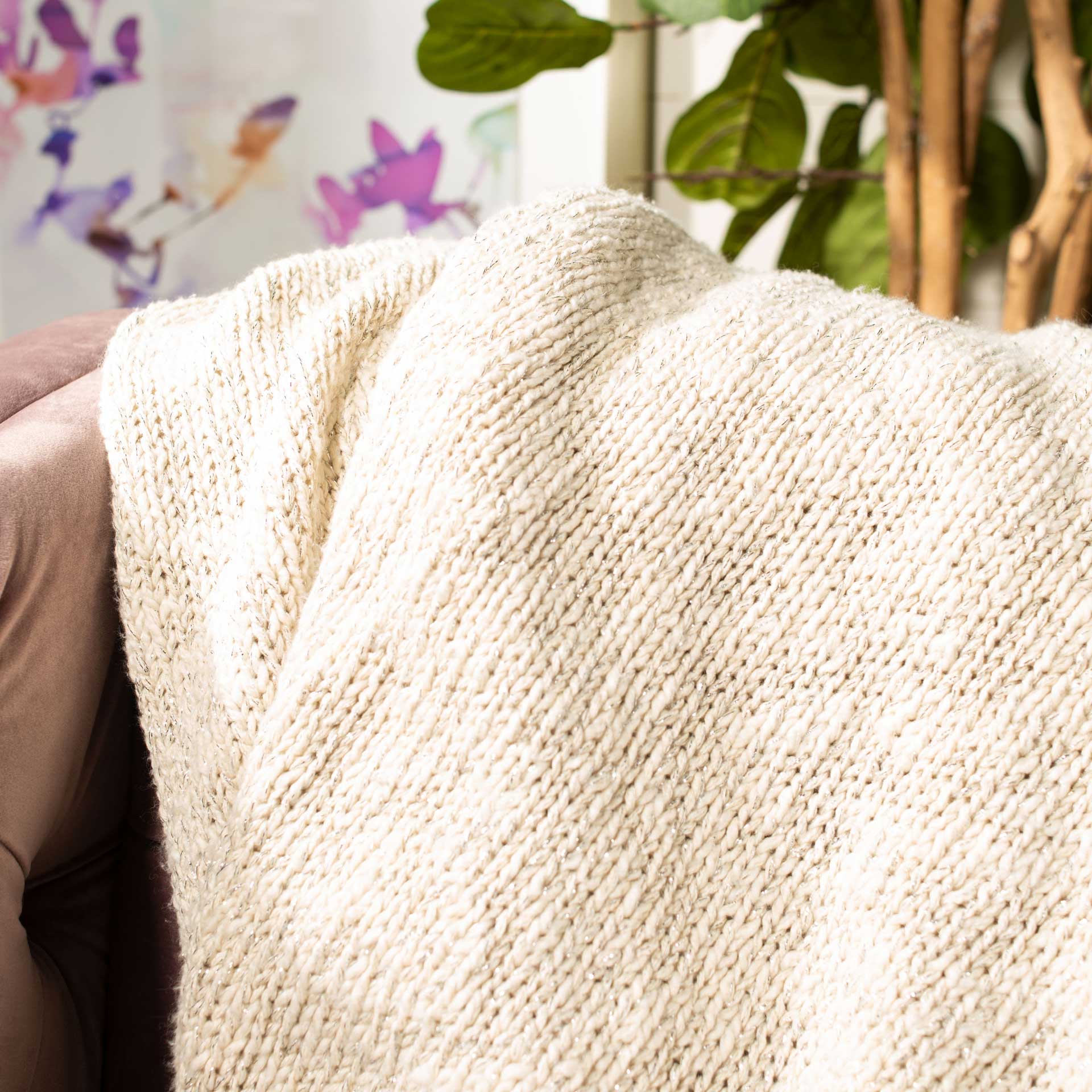 Ranger Knit Throw Natural/Silver - Image 2