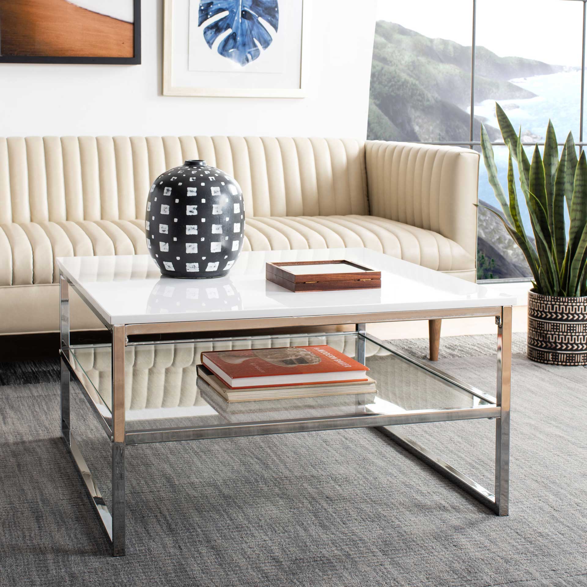 Raul 2 Tier Square Coffee Table White - Image 6