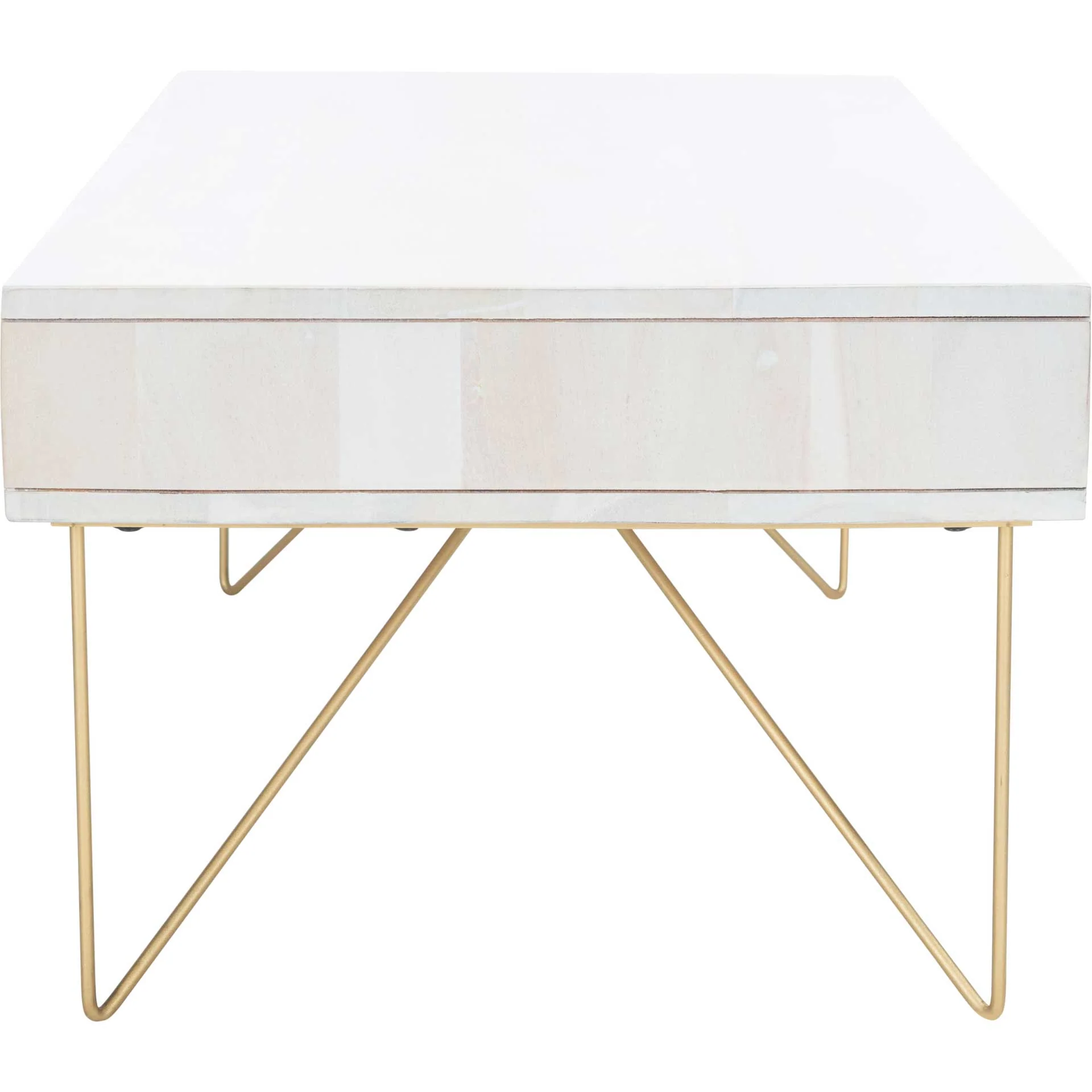 Ray Coffee Table White Wash/Brass - Image 3