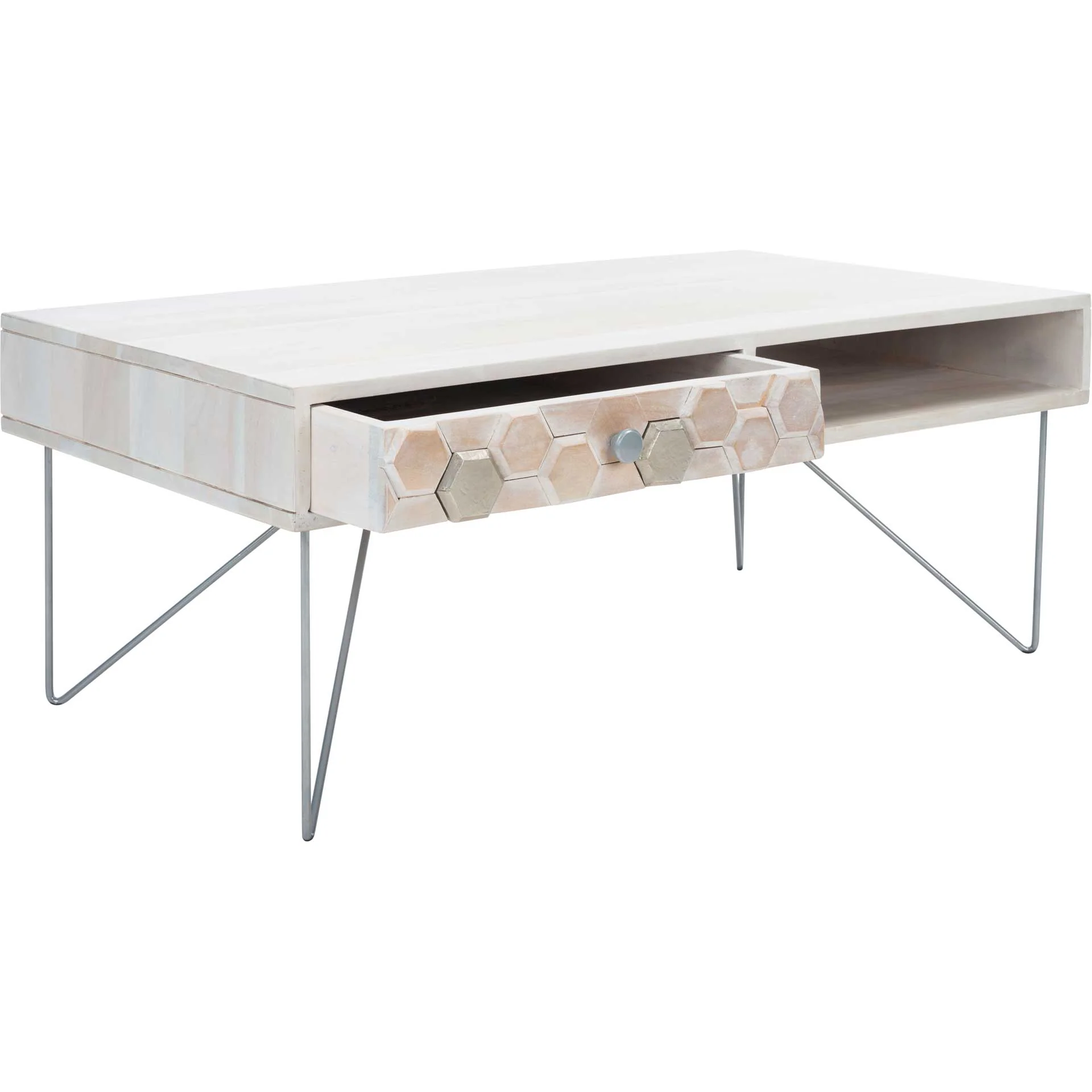 Ray Coffee Table White Wash/Silver - Image 2
