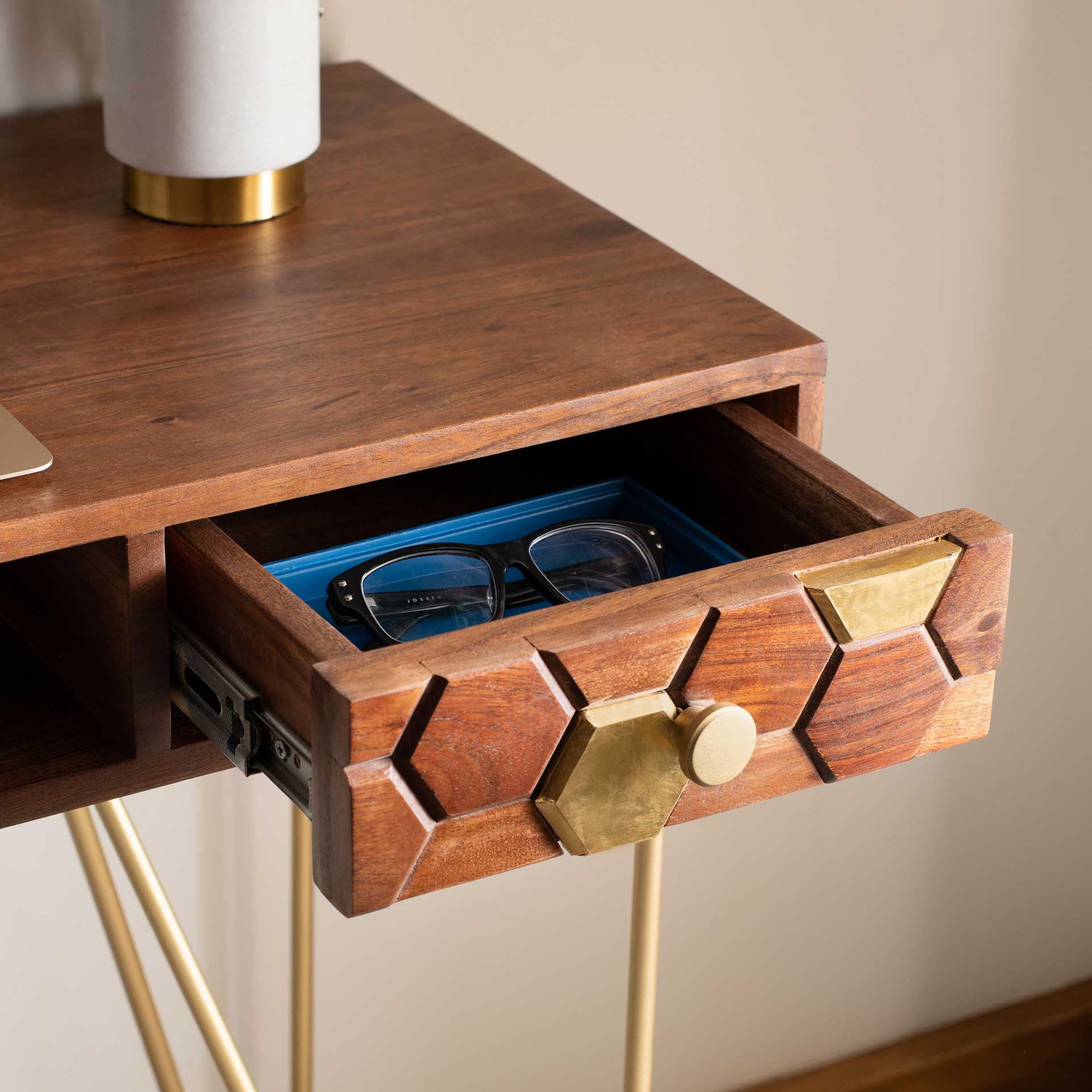 Ray Desk Walnut/Brass - Image 7