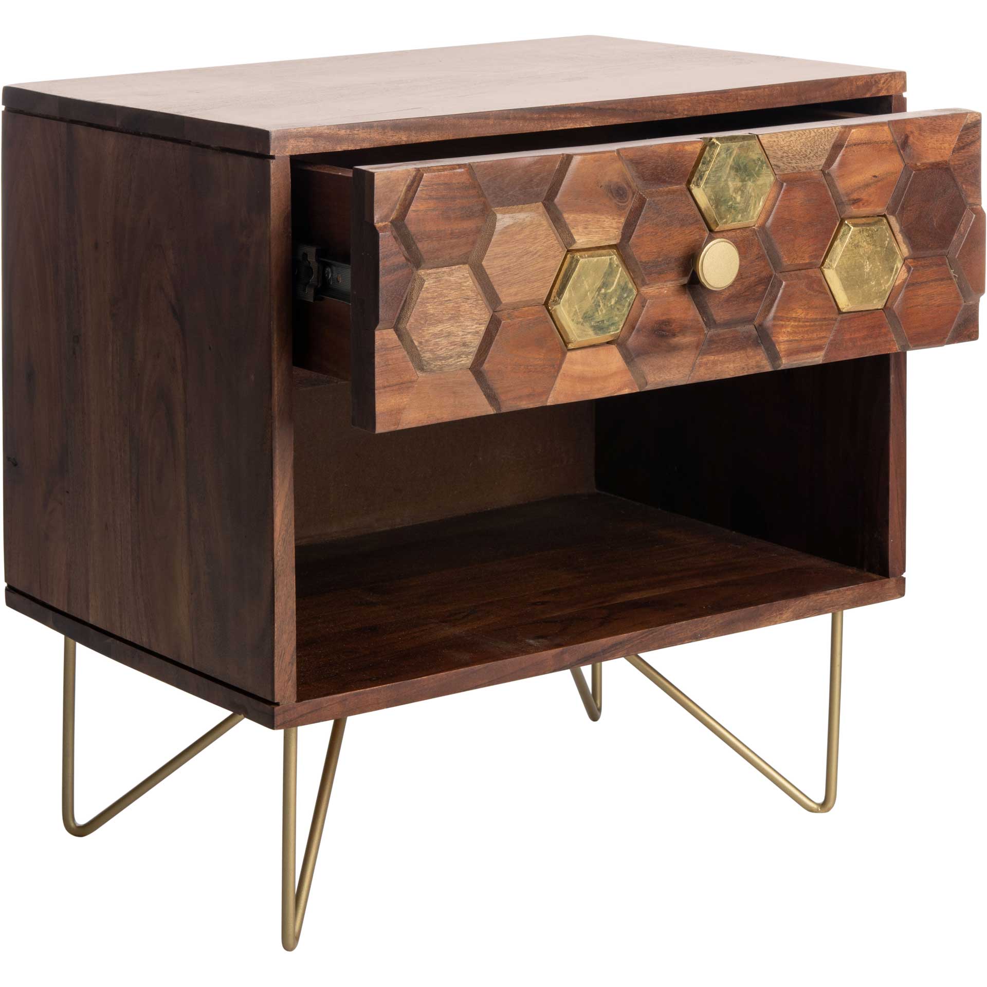 Ray Nightstand Mix Walnut/Brass - Image 3