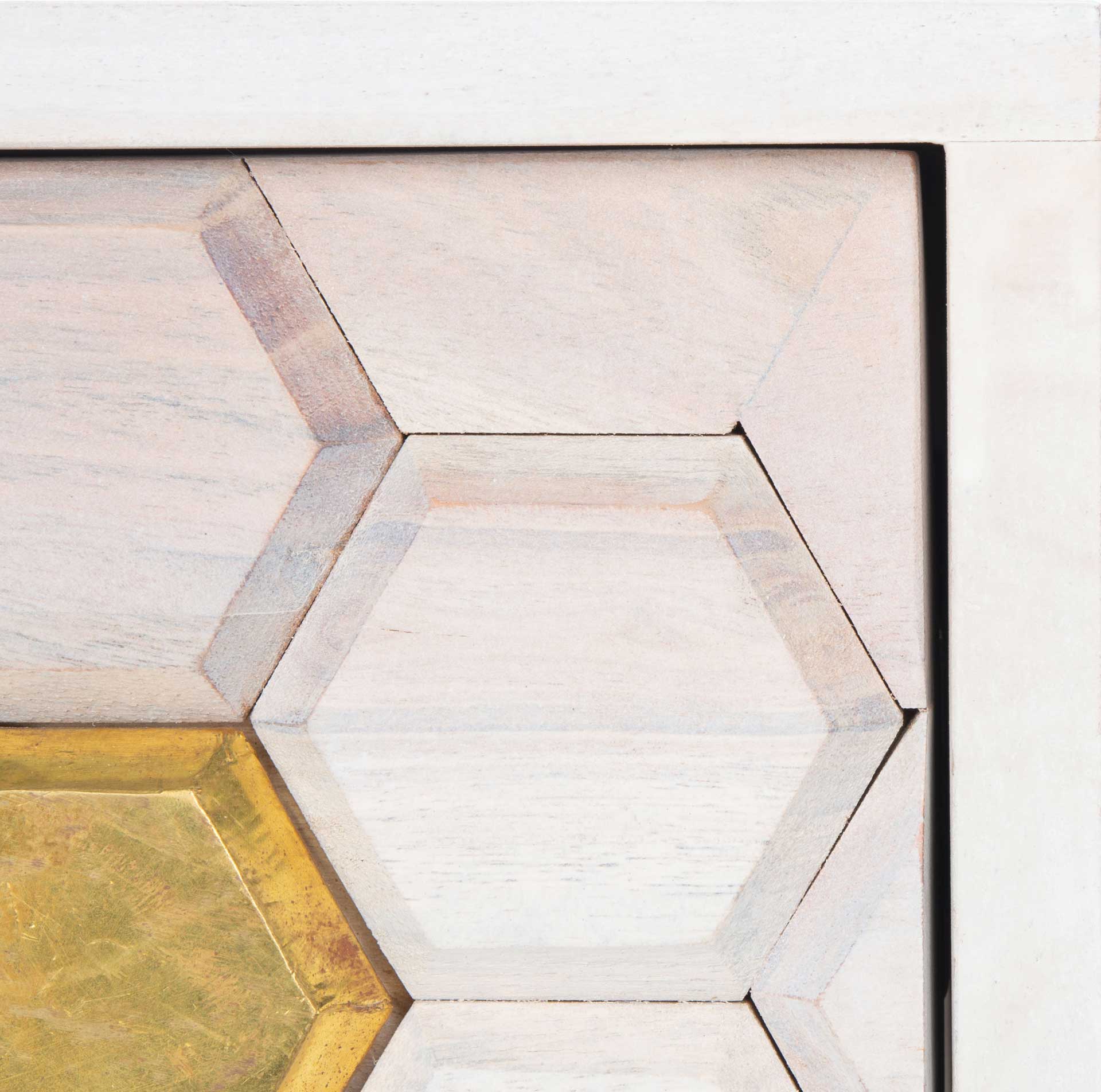 Ray Nightstand White Wash/Brass - Image 5