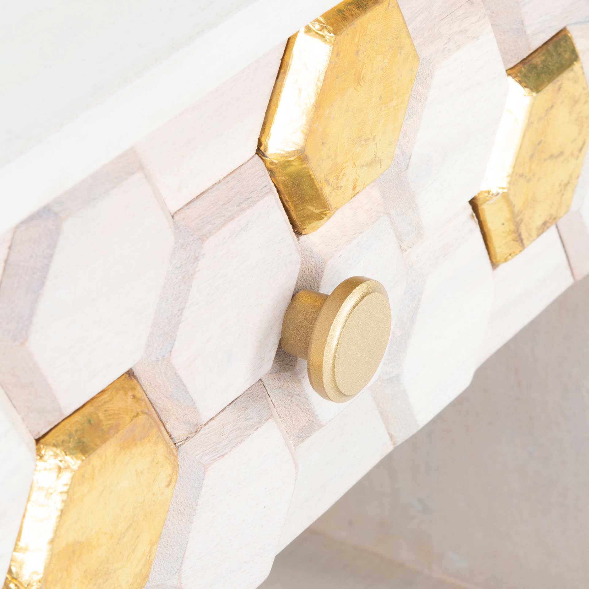 Ray Nightstand White Wash/Brass - Image 6