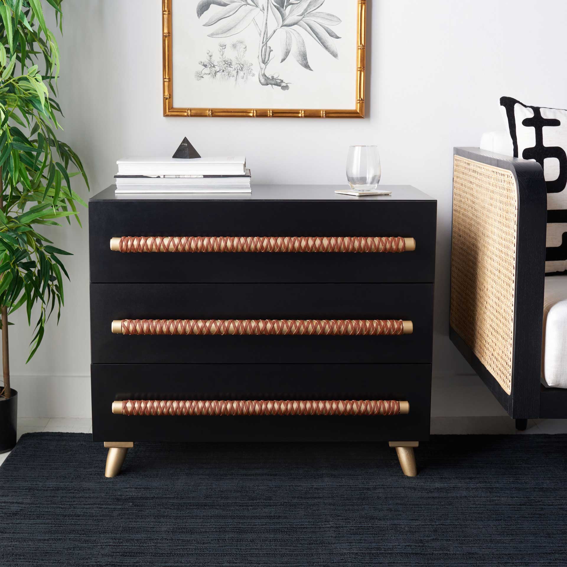 Raylan 3 Drawer Chest Black/Gold/Brown - Image 8