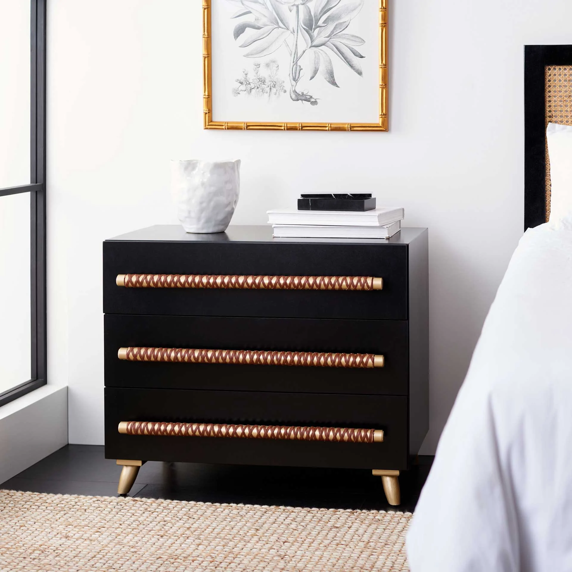Raylan 3 Drawer Chest Black/Gold/Brown - Image 9