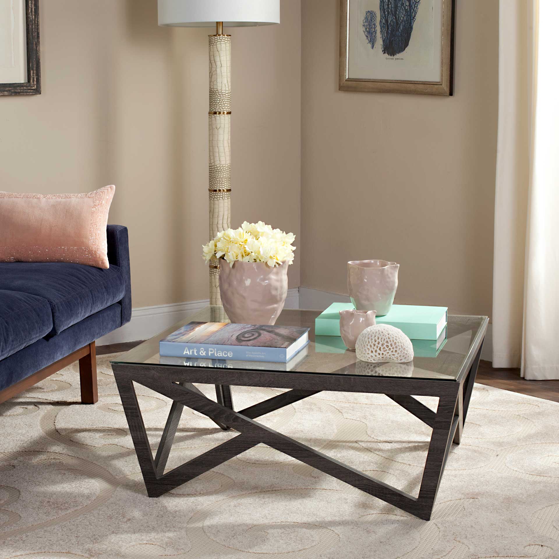 Raylee Glass Top Coffee Table Dark Gray - Image 6