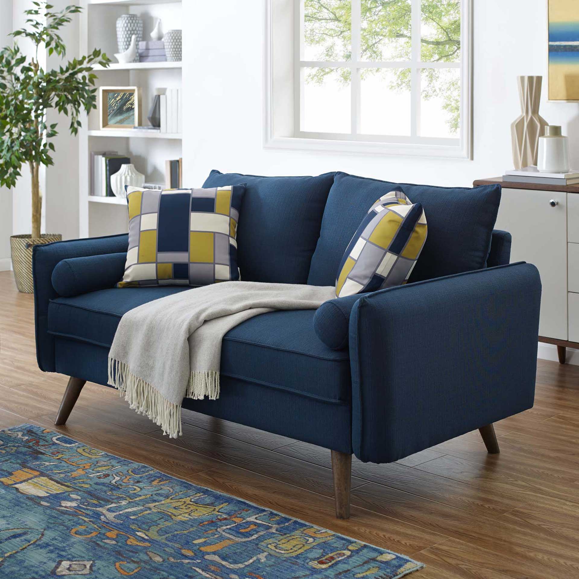 Raylee Upholstered Fabric Loveseat Azure - Image 4