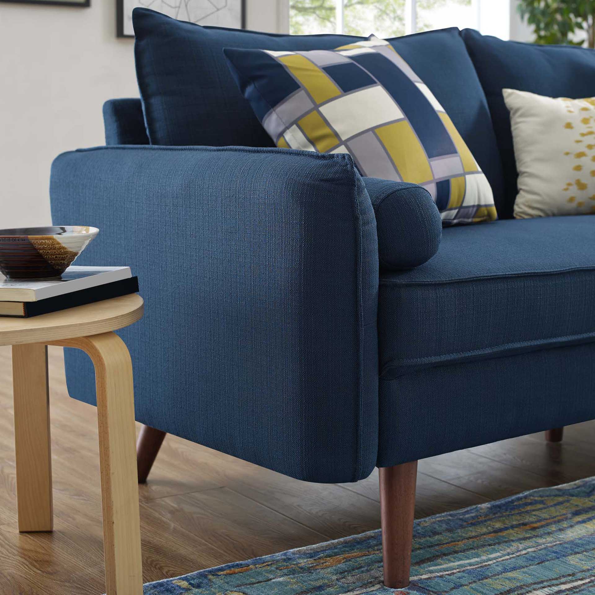 Raylee Upholstered Fabric Loveseat Azure - Image 5