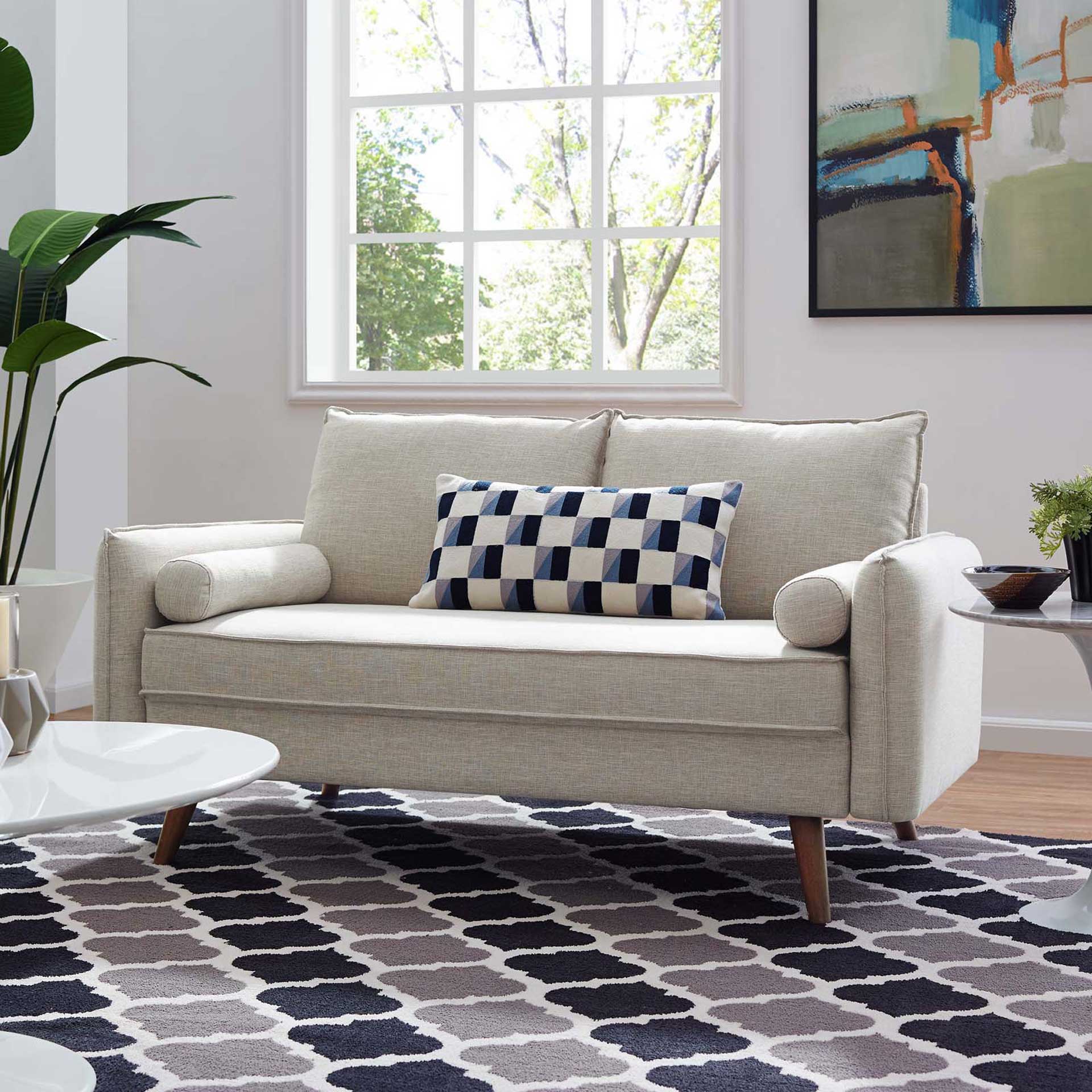 Raylee Upholstered Fabric Loveseat Beige - Image 4