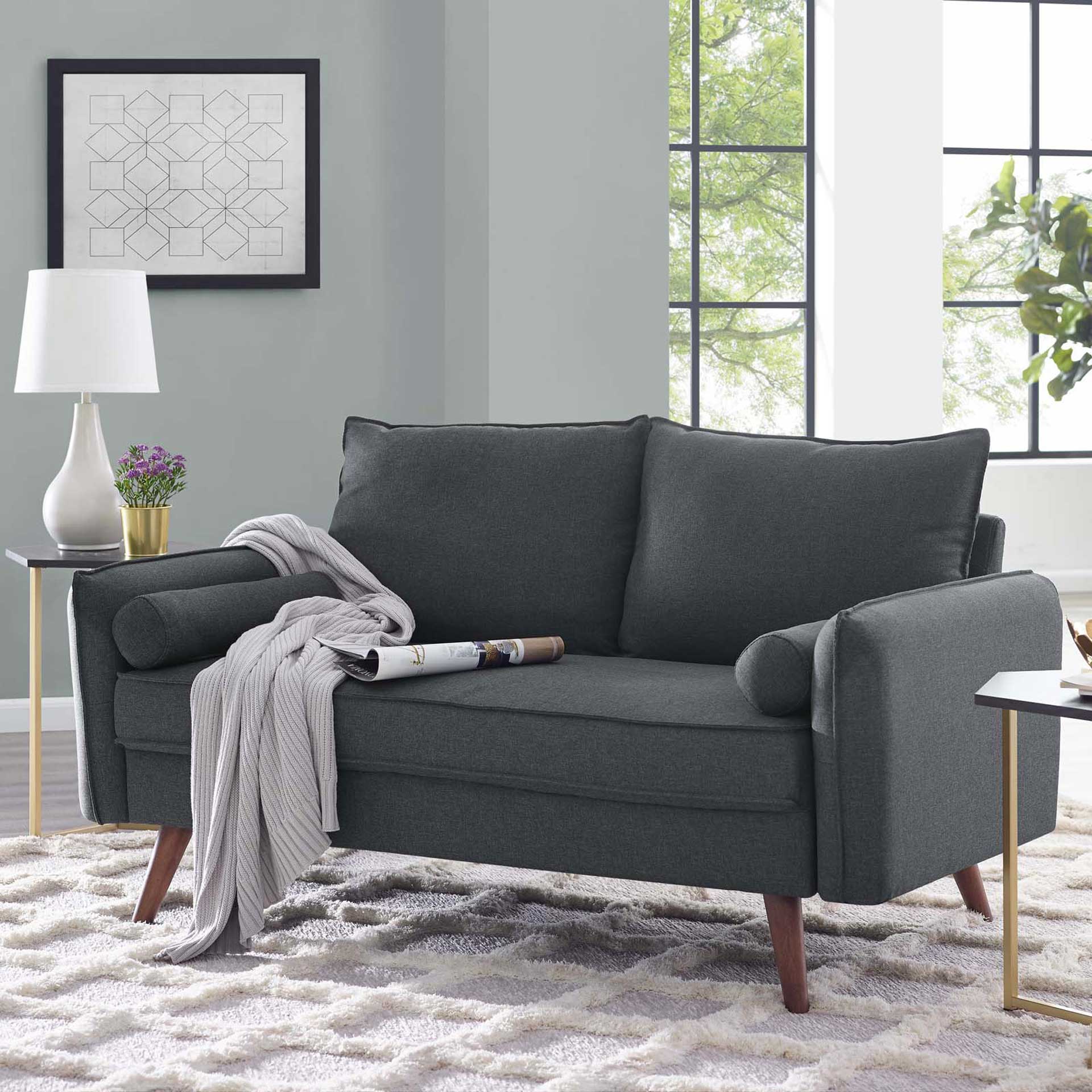 Raylee Upholstered Fabric Loveseat Gray - Image 4