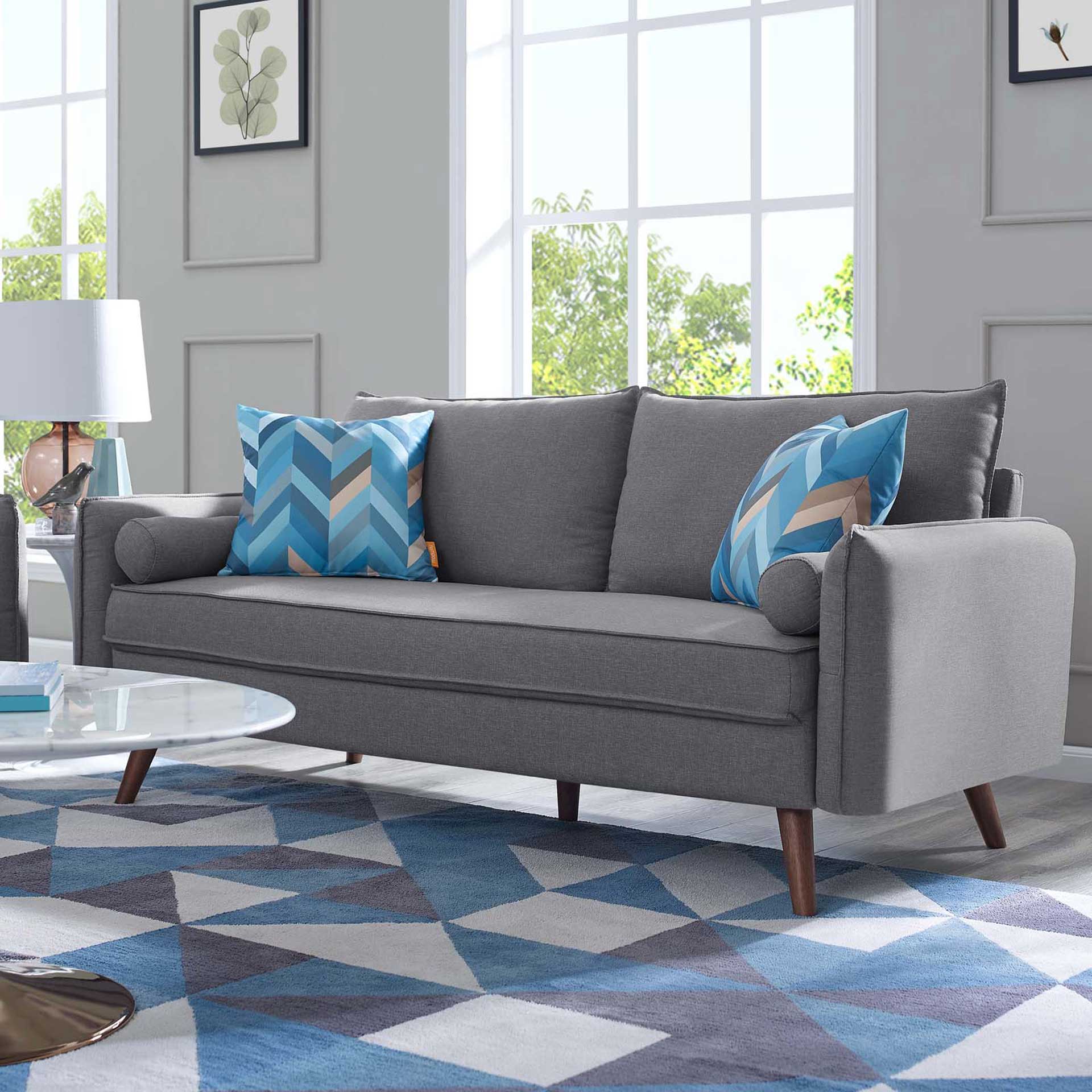 Raylee Upholstered Fabric Loveseat Light Gray - Image 4