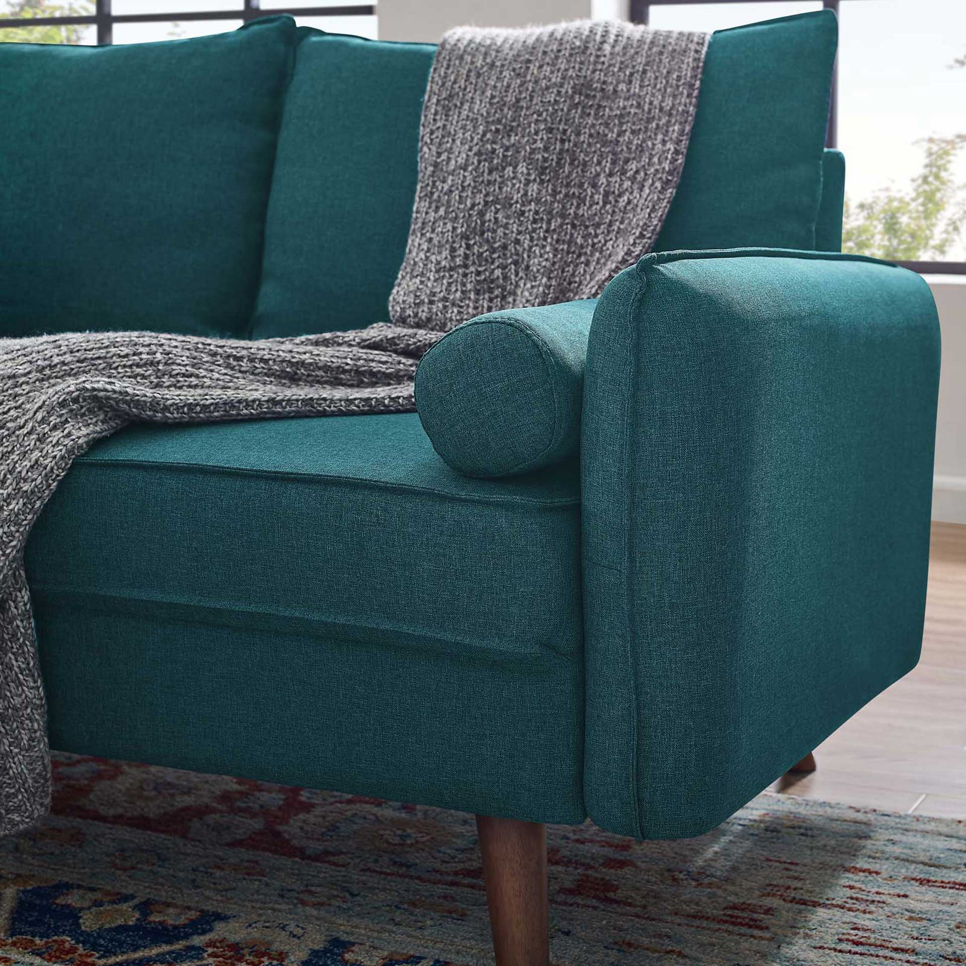 Raylee Upholstered Fabric Loveseat Teal - Image 5
