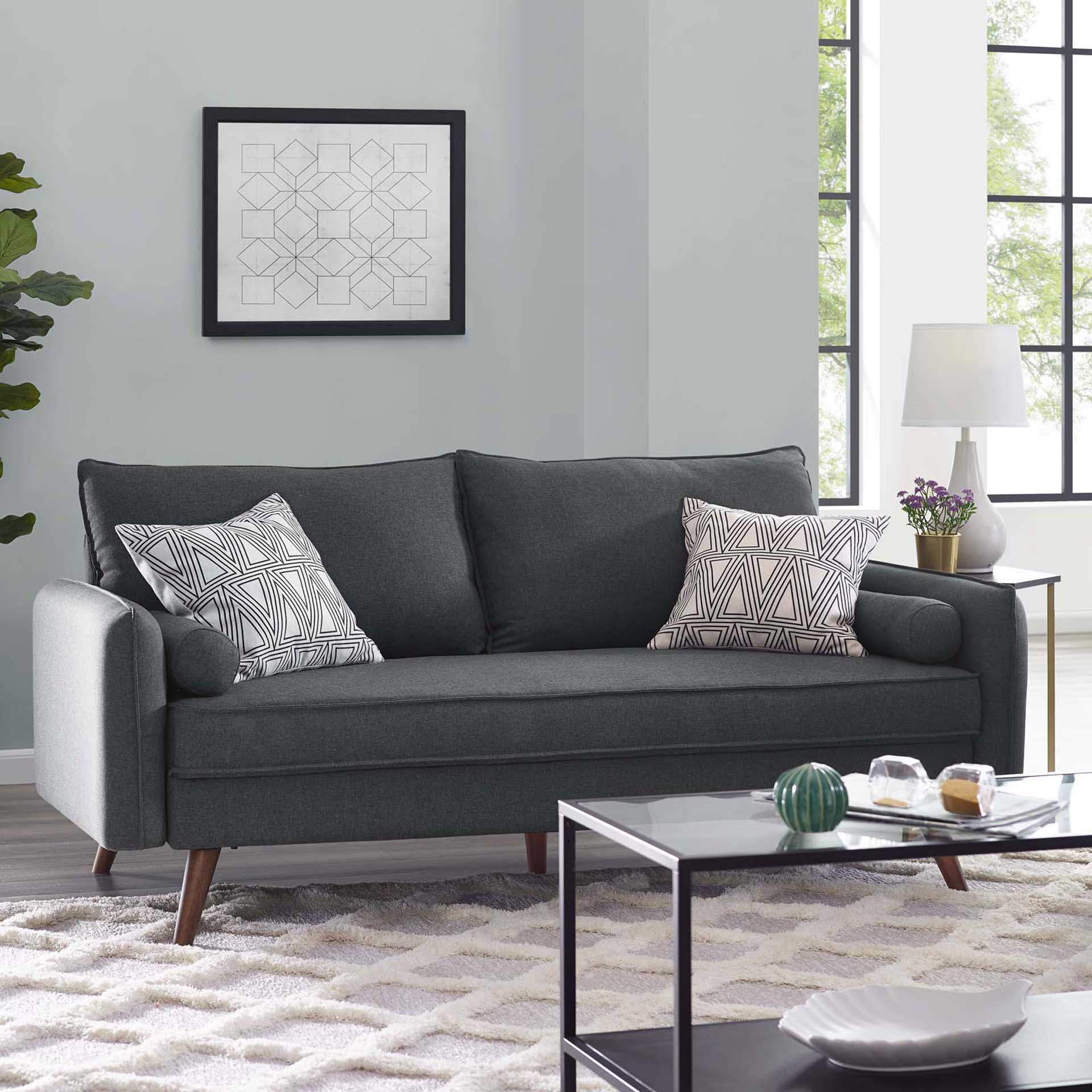Raylee Upholstered Fabric Sofa Gray - Image 4