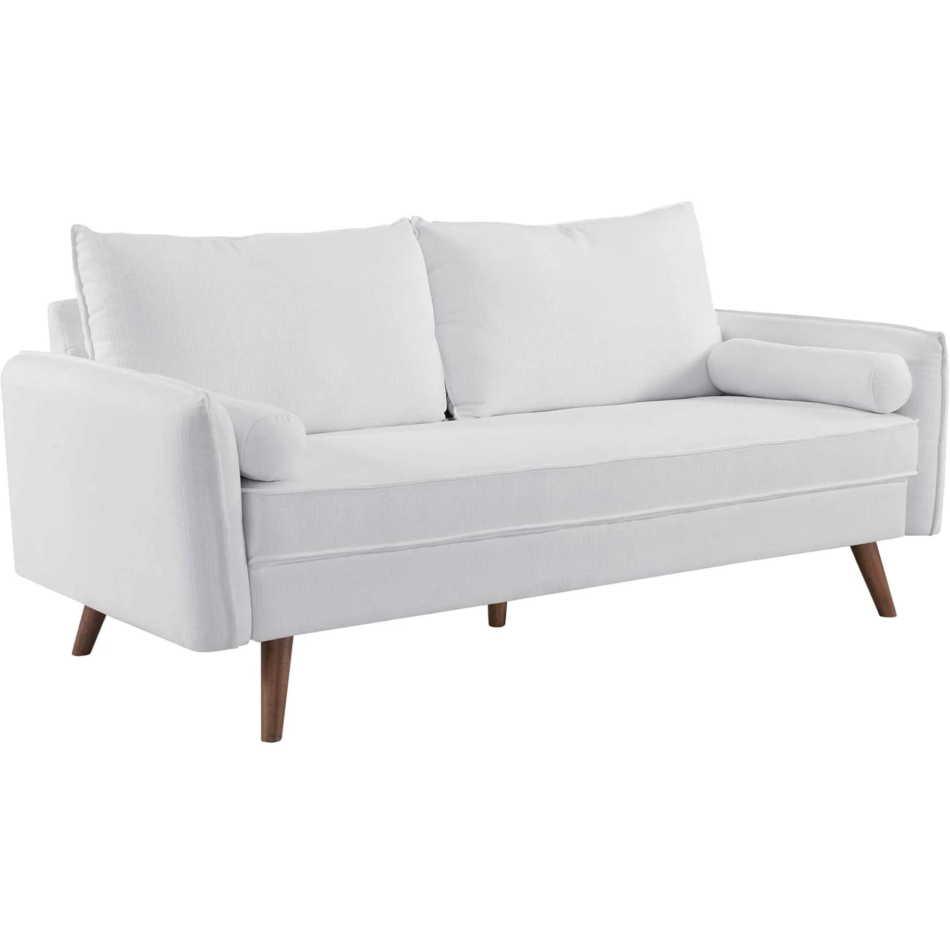 Raylee Upholstered Fabric Sofa White - Image 2