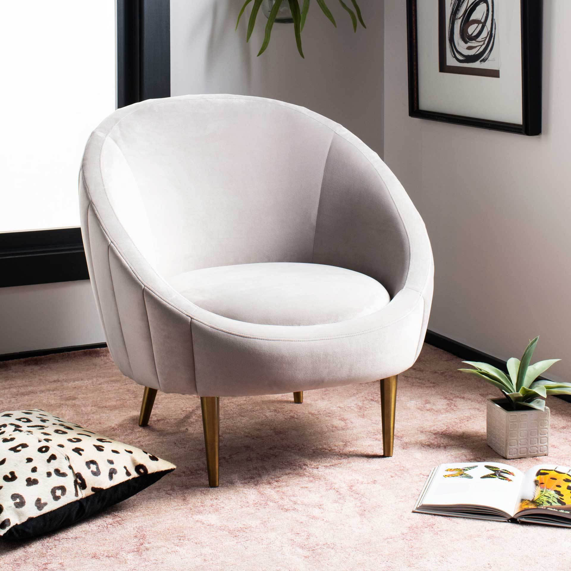Raymond Channel Tufted Tub Chair Pale Taupe/Gold - Image 8