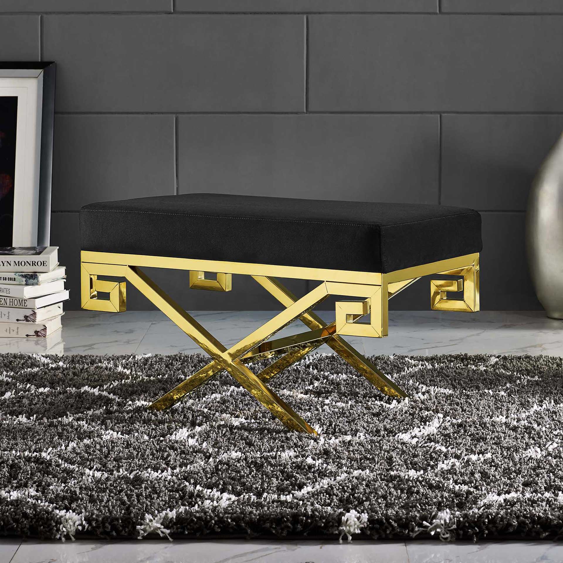 Rayna Velvet Bench Gold/Black - Image 4