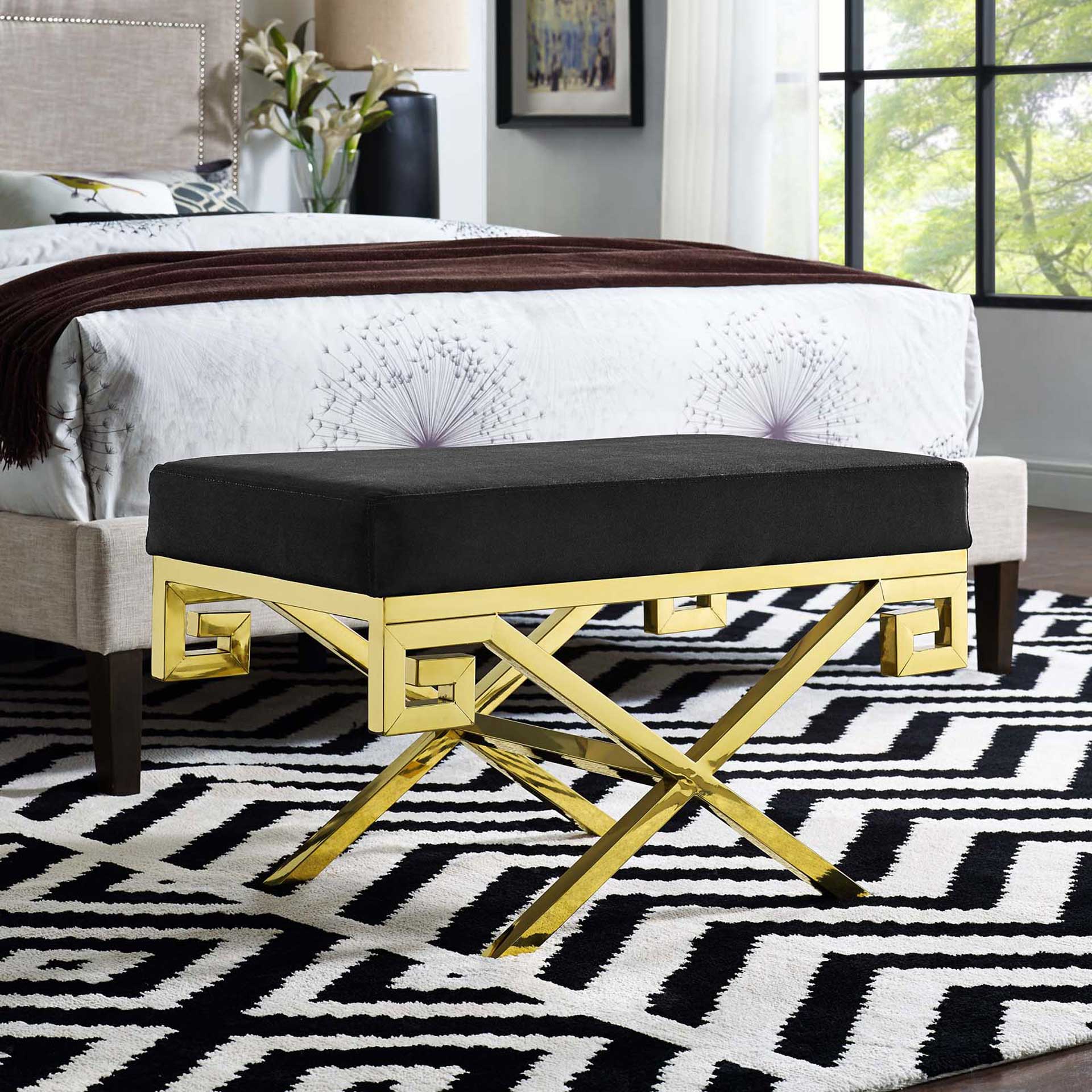 Rayna Velvet Bench Gold/Black - Image 5