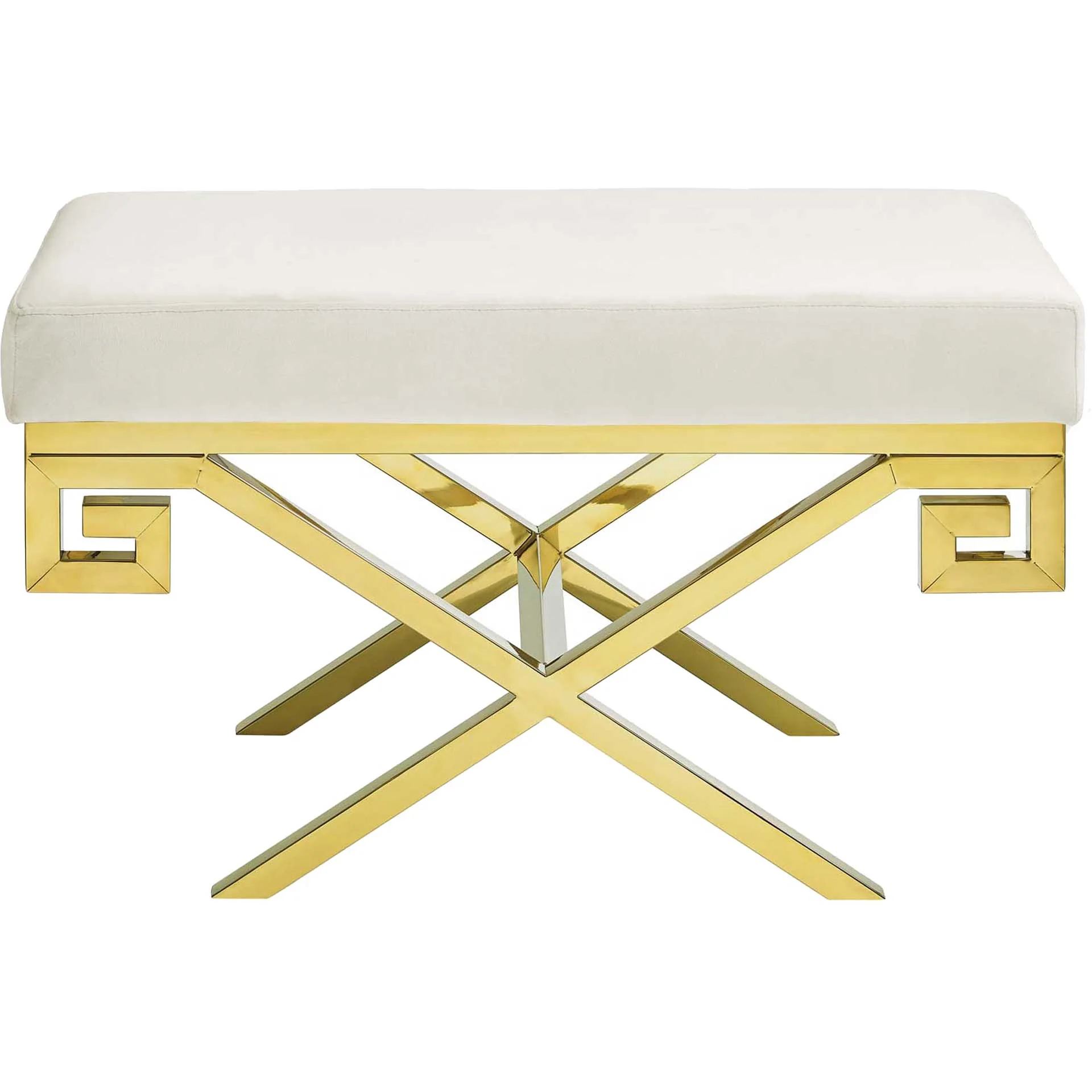 Rayna Velvet Bench Gold/Ivory - Image 2