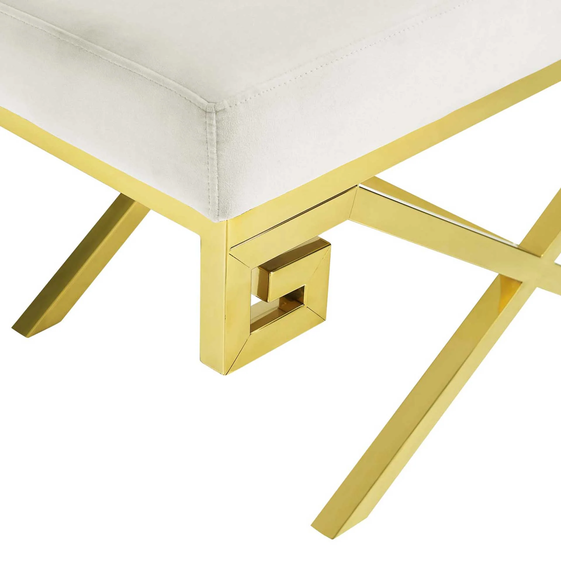 Rayna Velvet Bench Gold/Ivory - Image 4