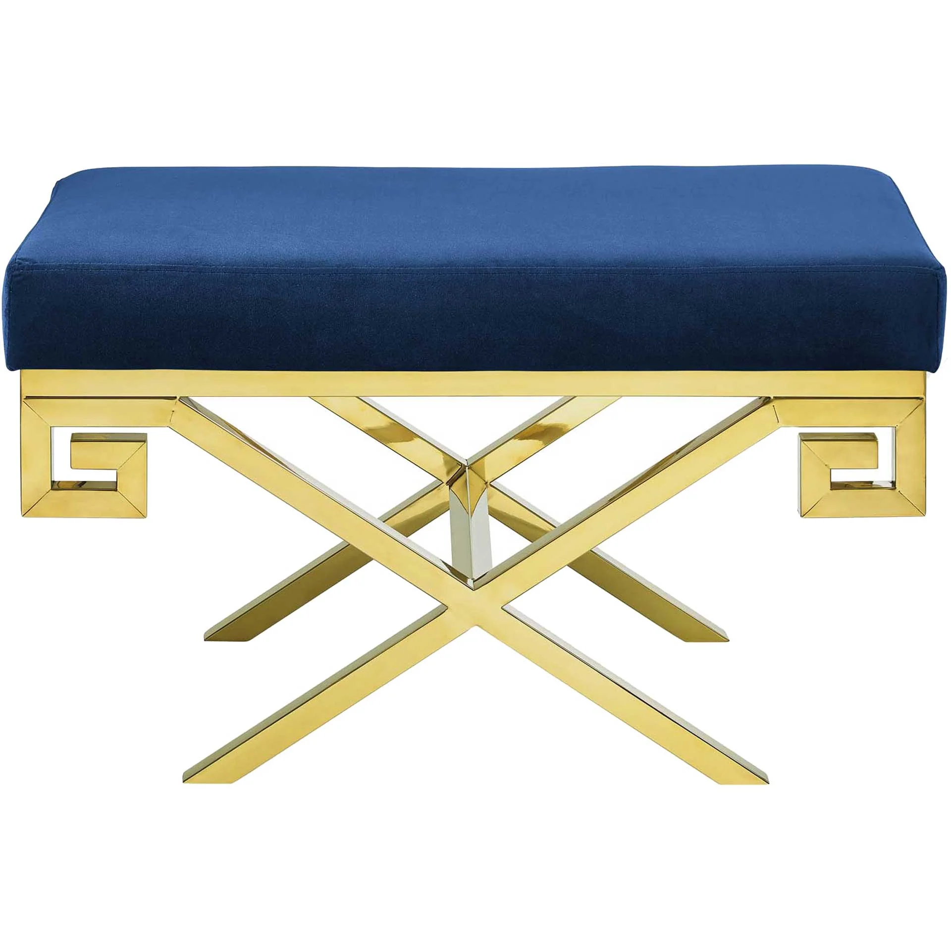 Rayna Velvet Bench Gold/Navy - Image 2