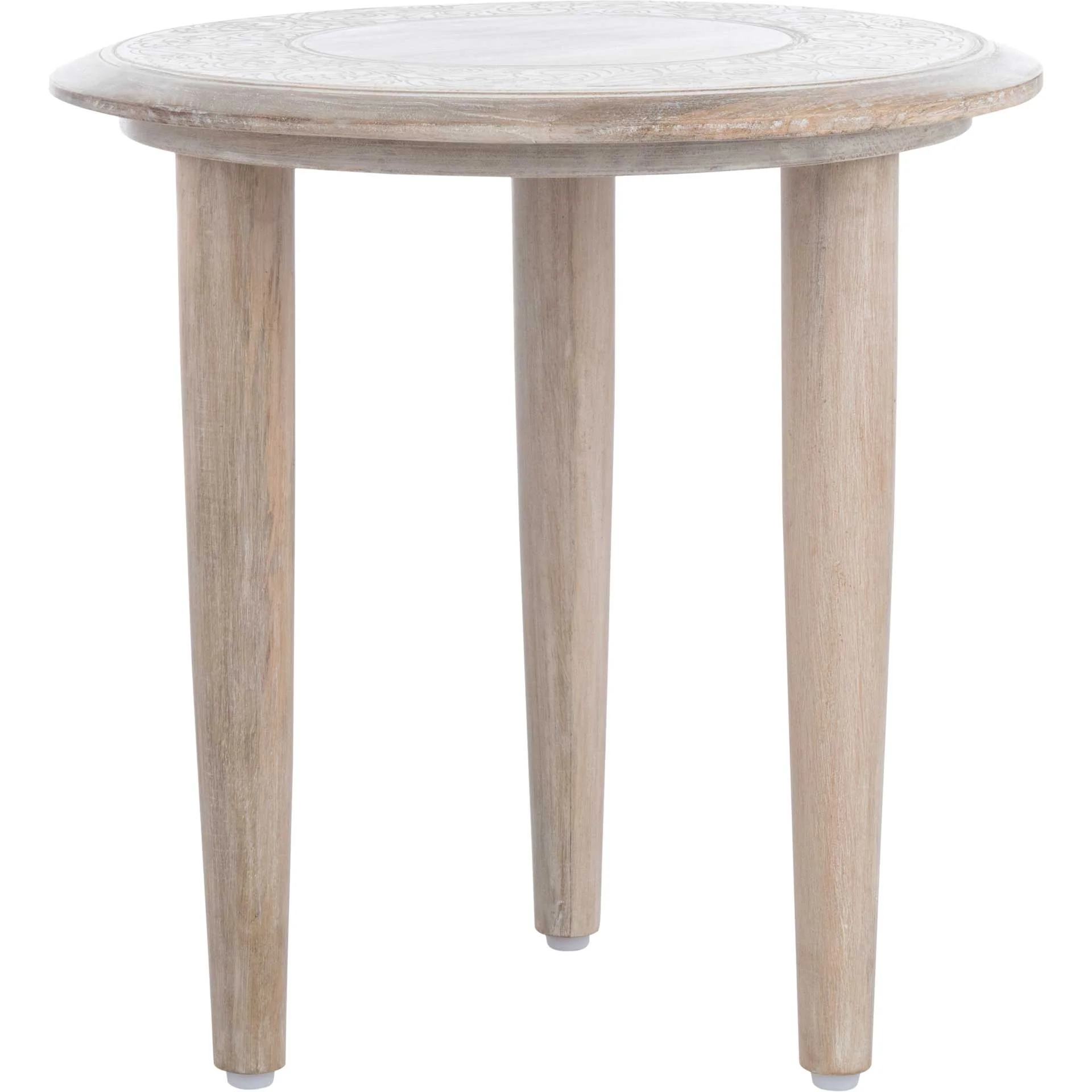 Realm Carved Side Table White Wash - Image 2