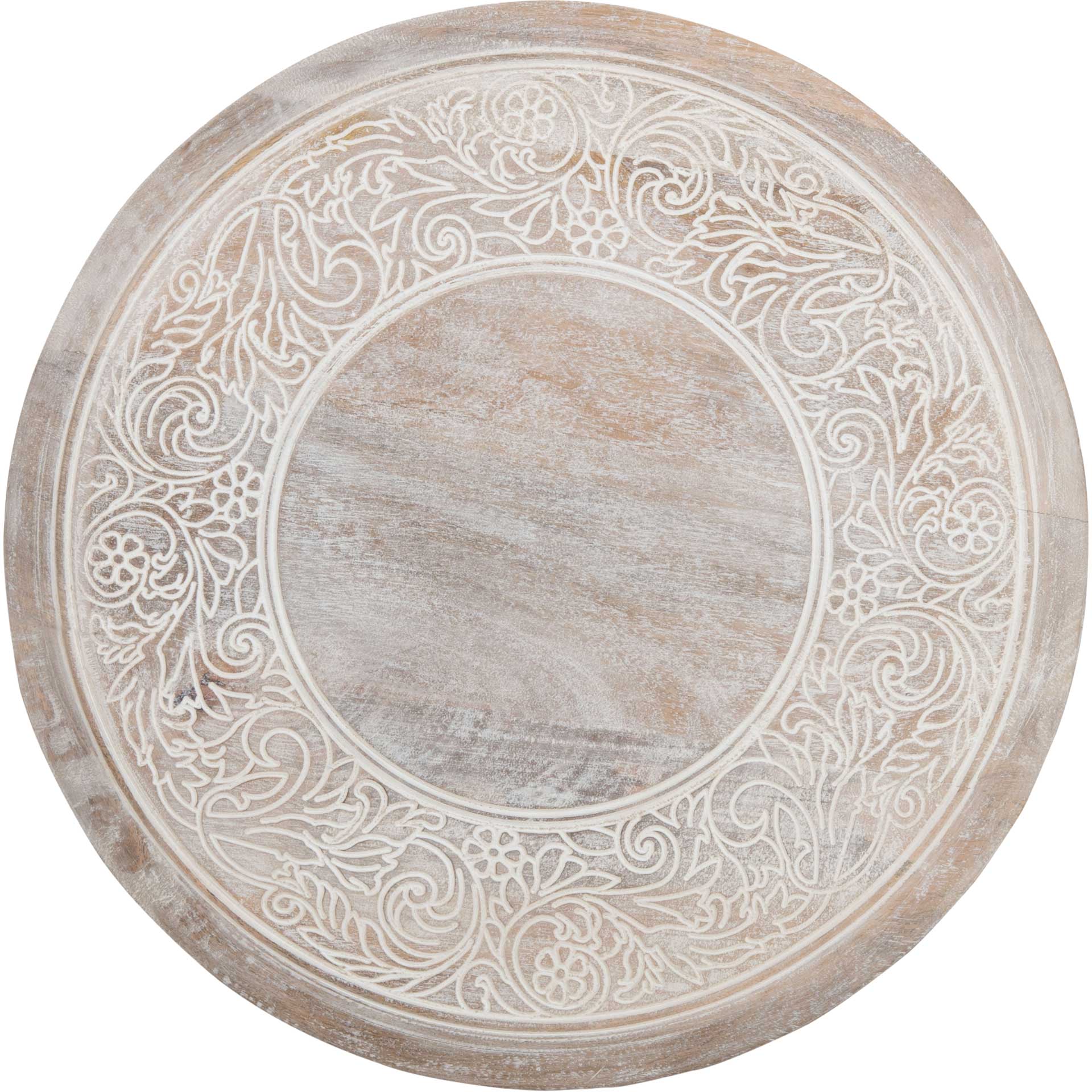 Realm Carved Side Table White Wash - Image 3