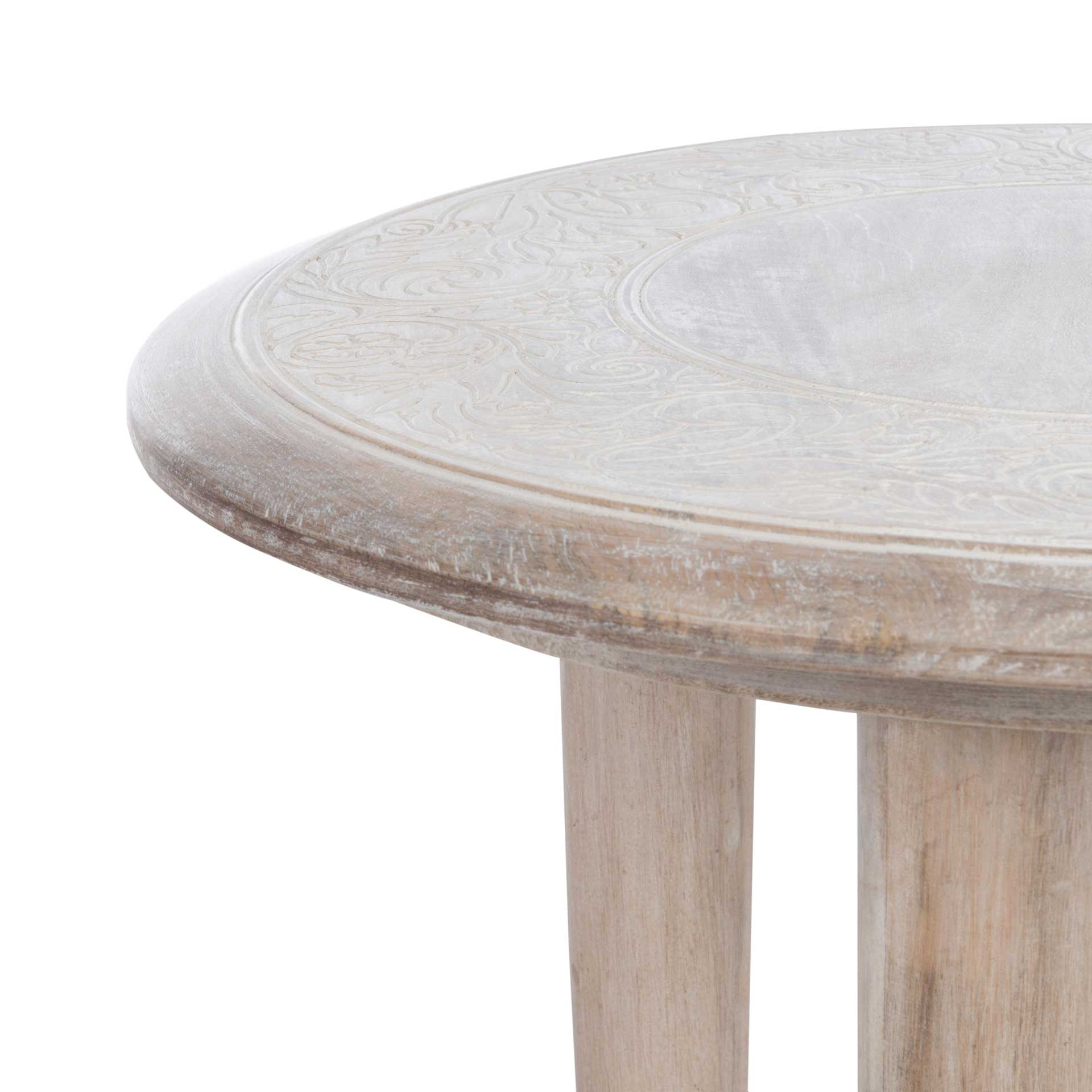 Realm Carved Side Table White Wash - Image 4