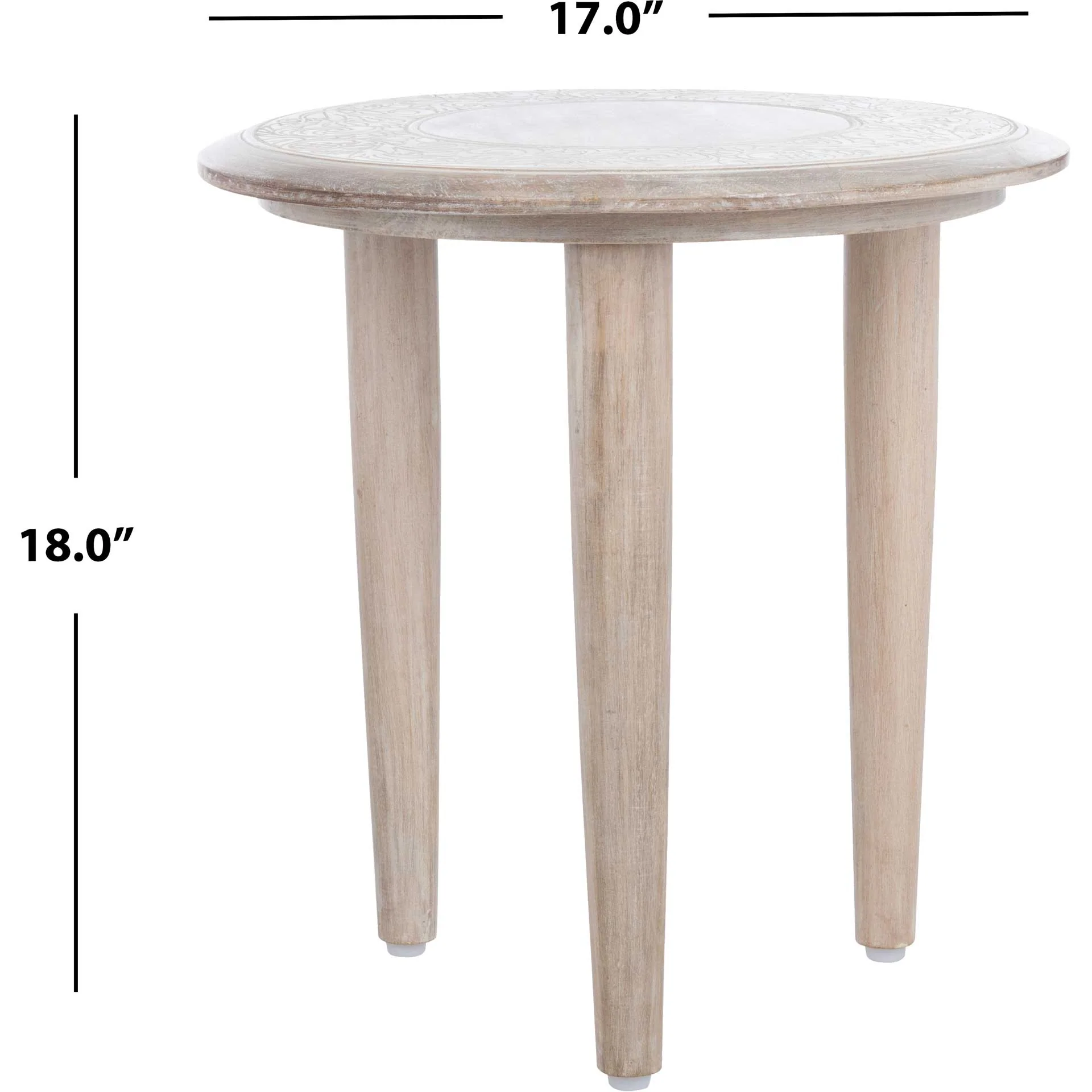 Realm Carved Side Table White Wash - Image 6