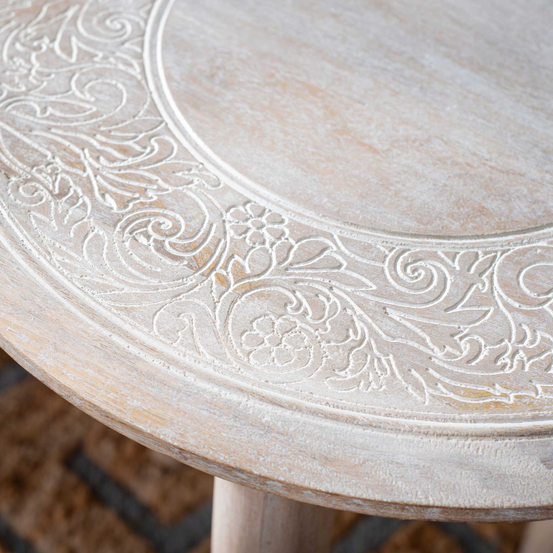 Realm Carved Side Table White Wash - Image 8