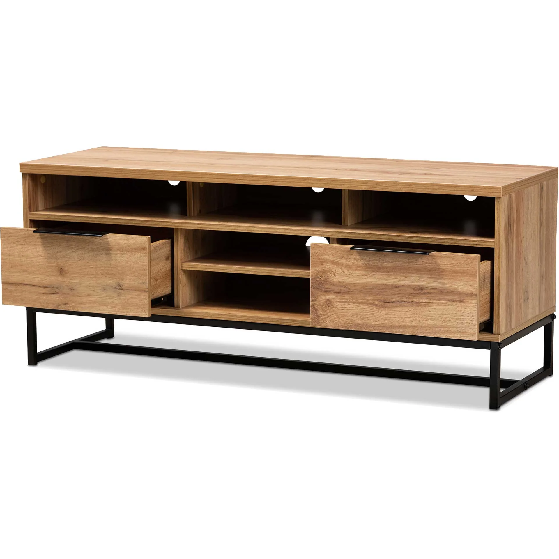Realyn 2-Drawer TV Stand Oak/Black - Image 4