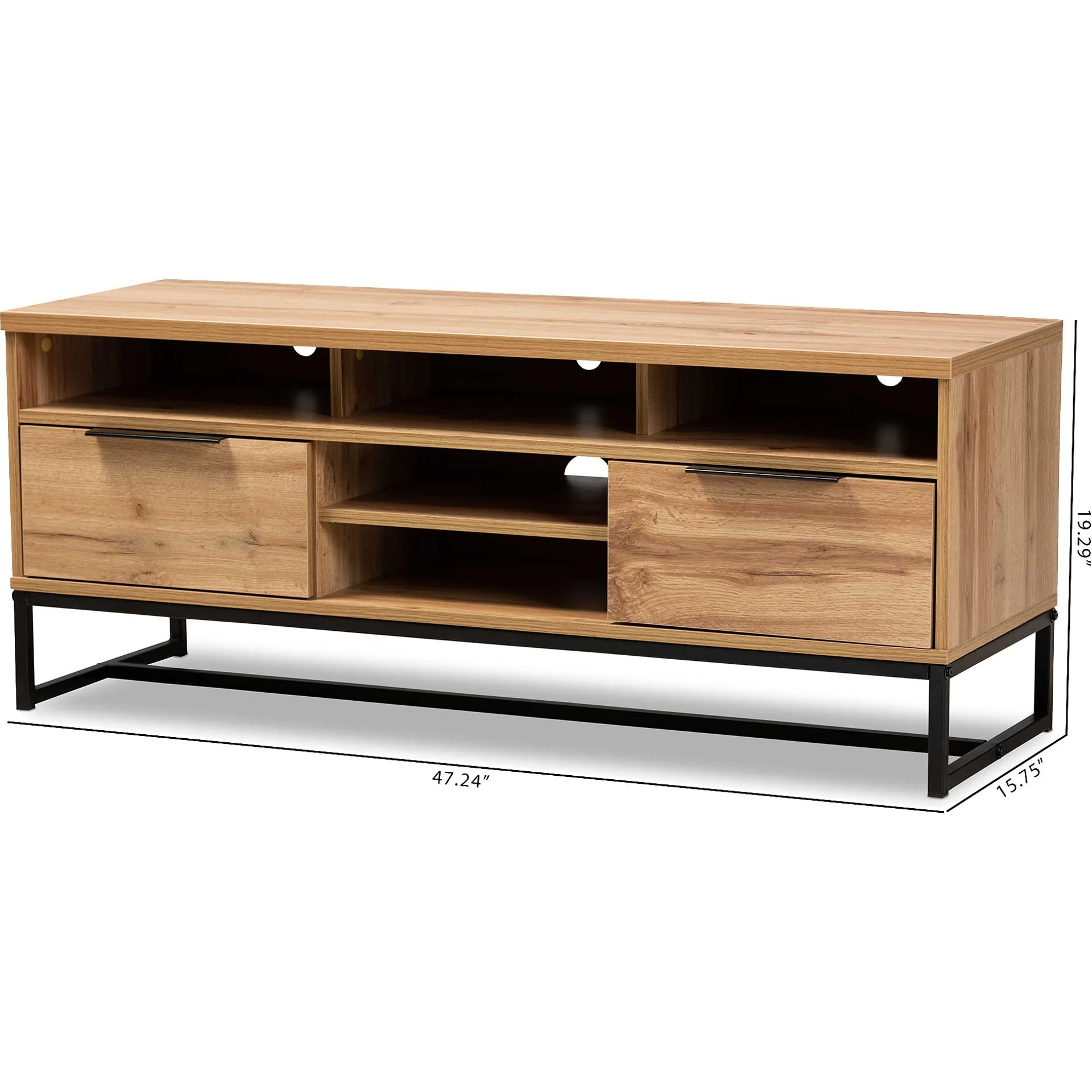 Realyn 2-Drawer TV Stand Oak/Black - Image 7