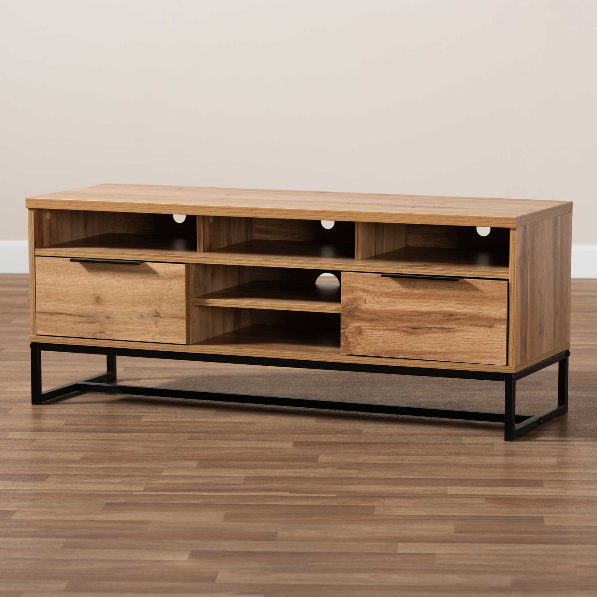 Realyn 2-Drawer TV Stand Oak/Black - Image 8