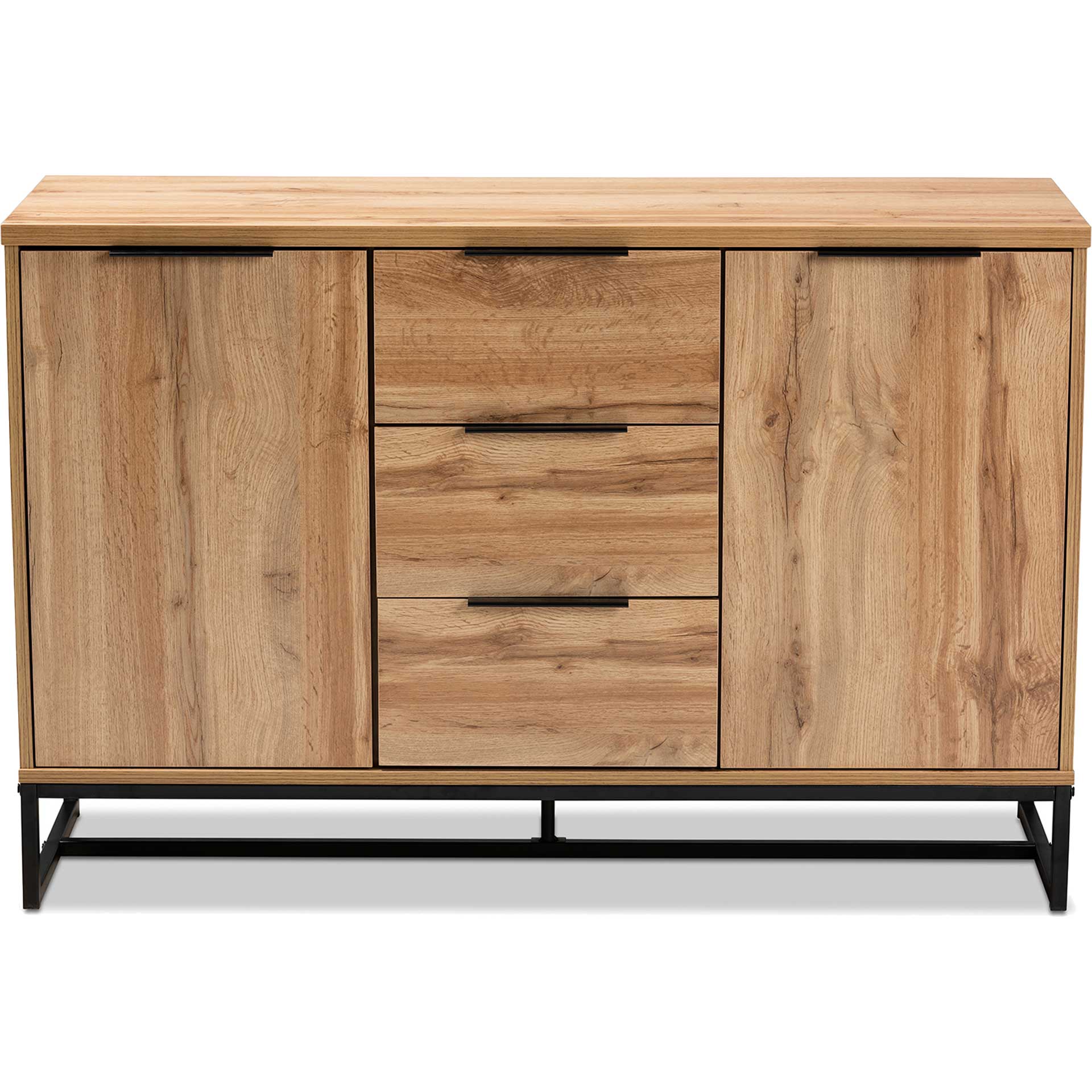 Realyn 3-Drawer Sideboard Oak/Black - Image 2