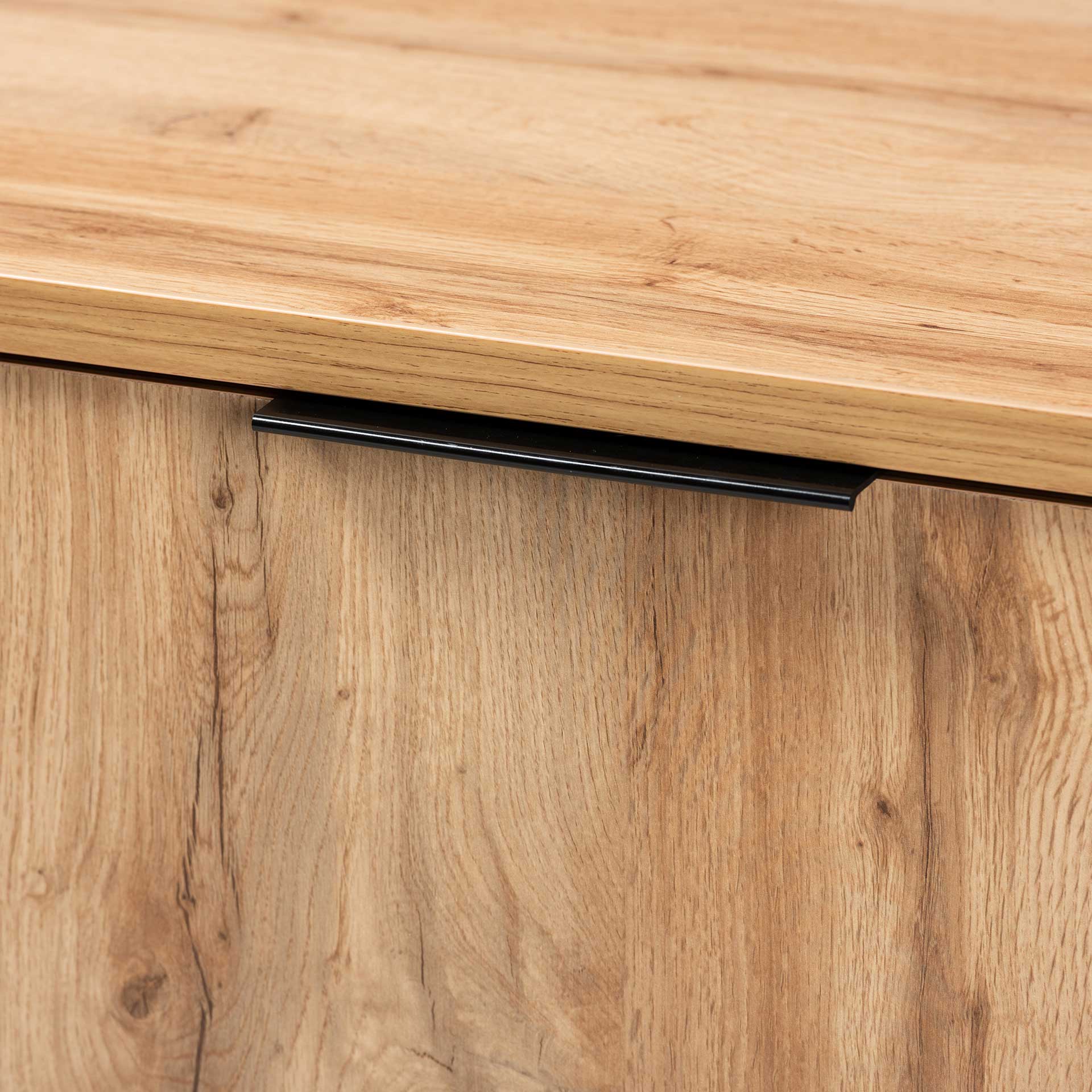 Realyn 3-Drawer Sideboard Oak/Black - Image 5