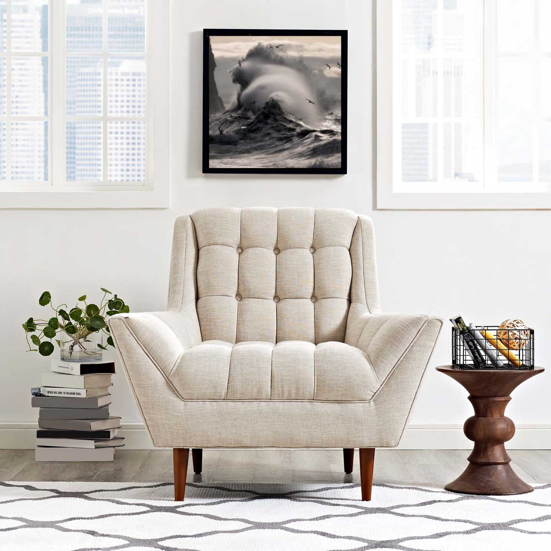 Reborn Fabric Armchair Beige - Image 5