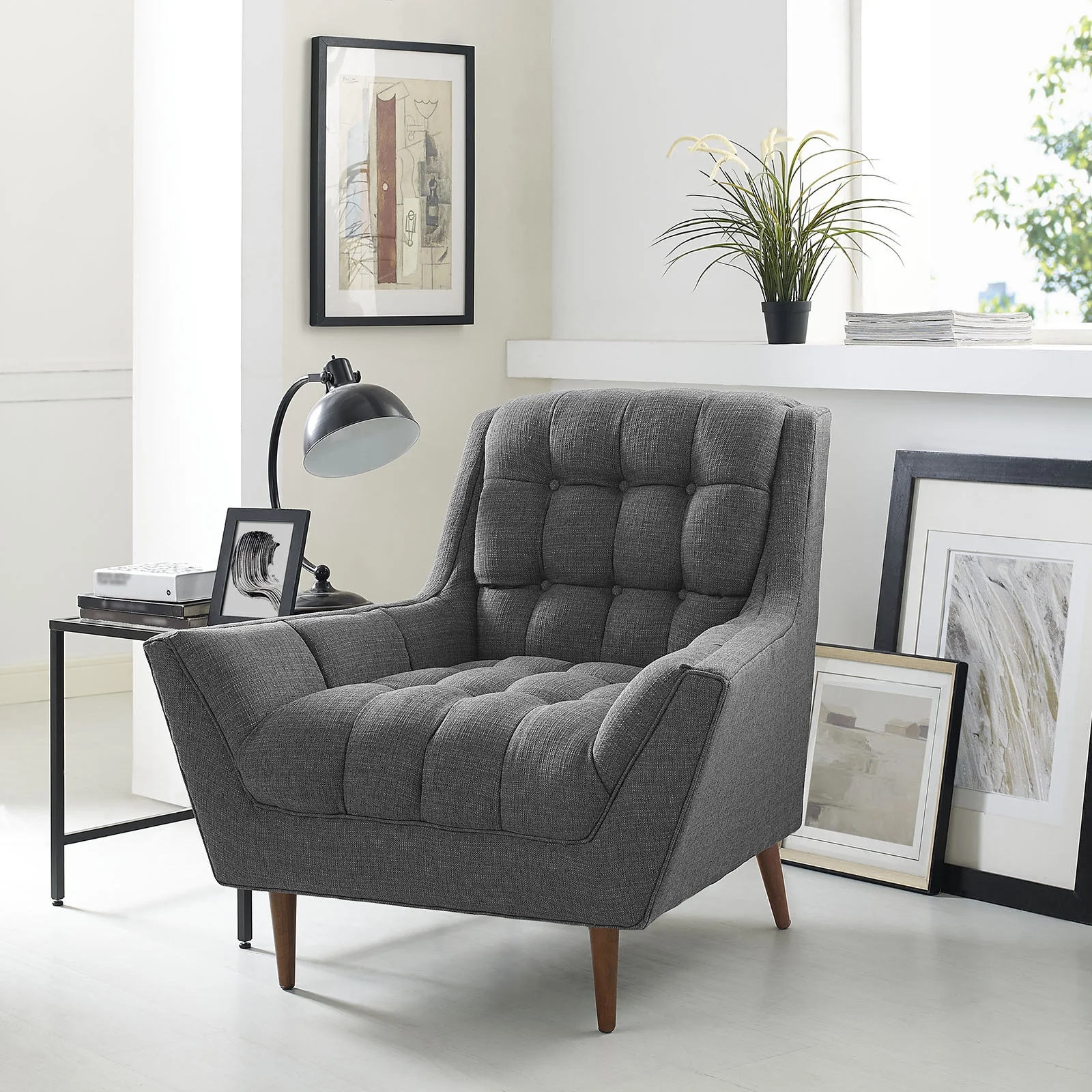 Reborn Fabric Armchair Gray - Image 5