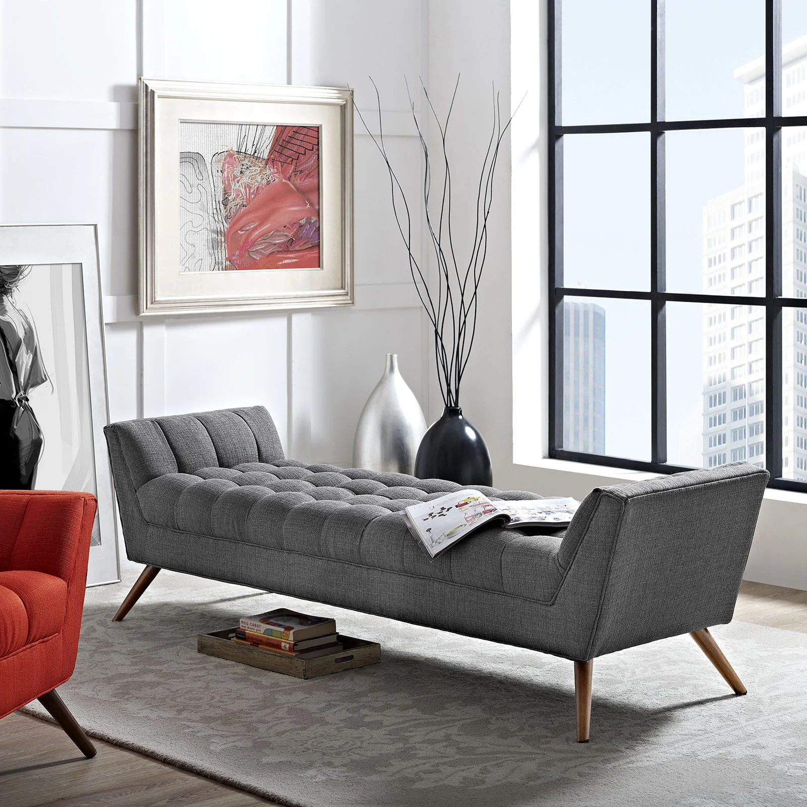Reborn Fabric Bench Gray - Image 5