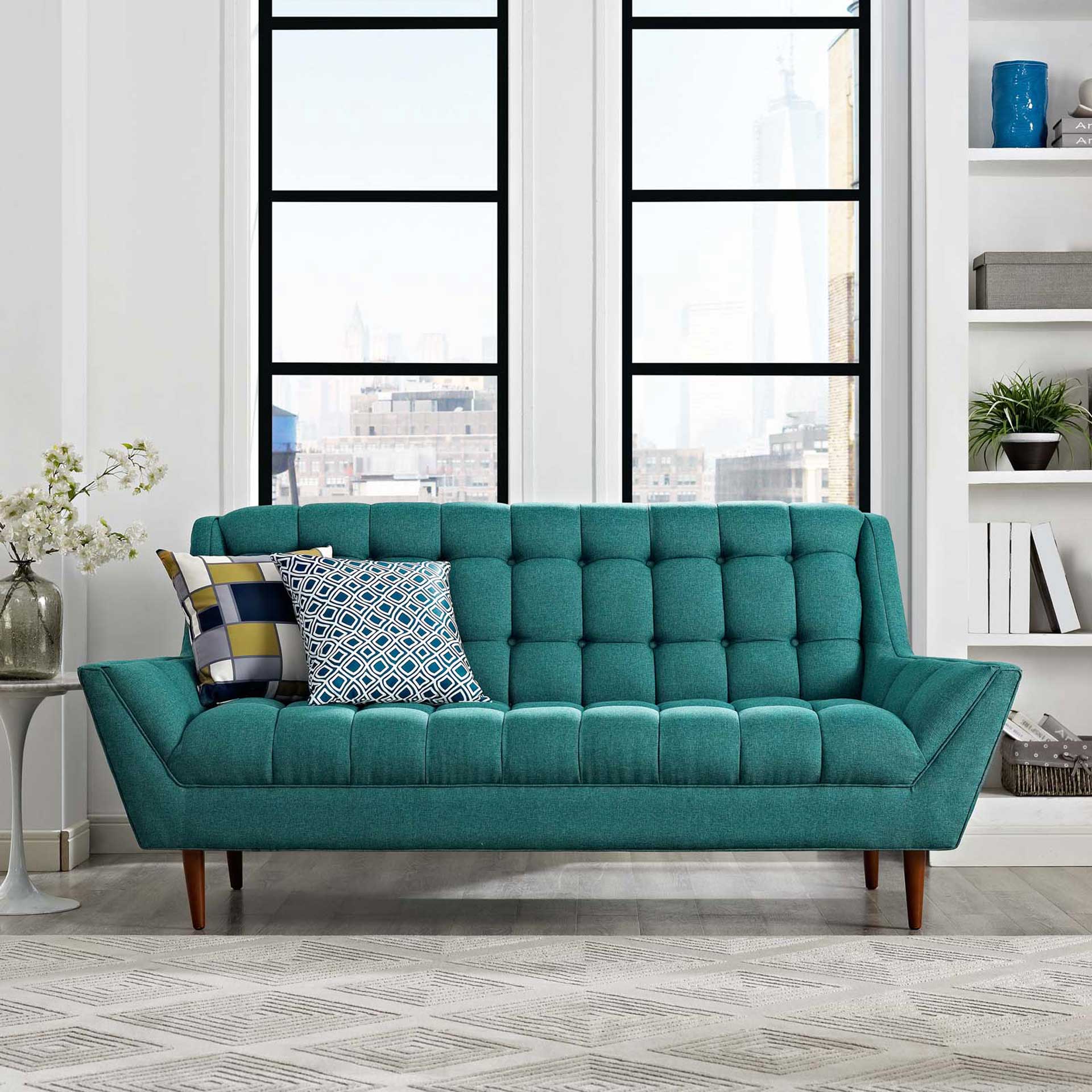 Reborn Fabric Loveseat Teal - Image 4