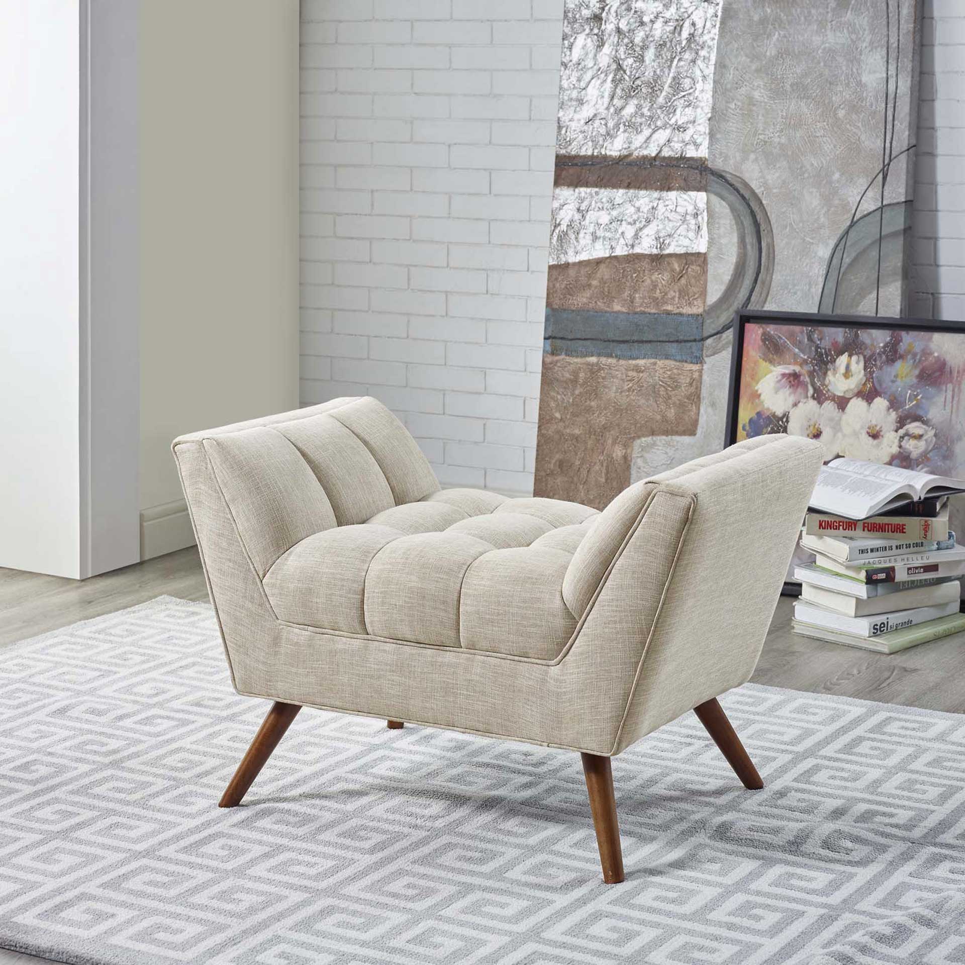 Reborn Fabric Short Ottoman Beige - Image 6