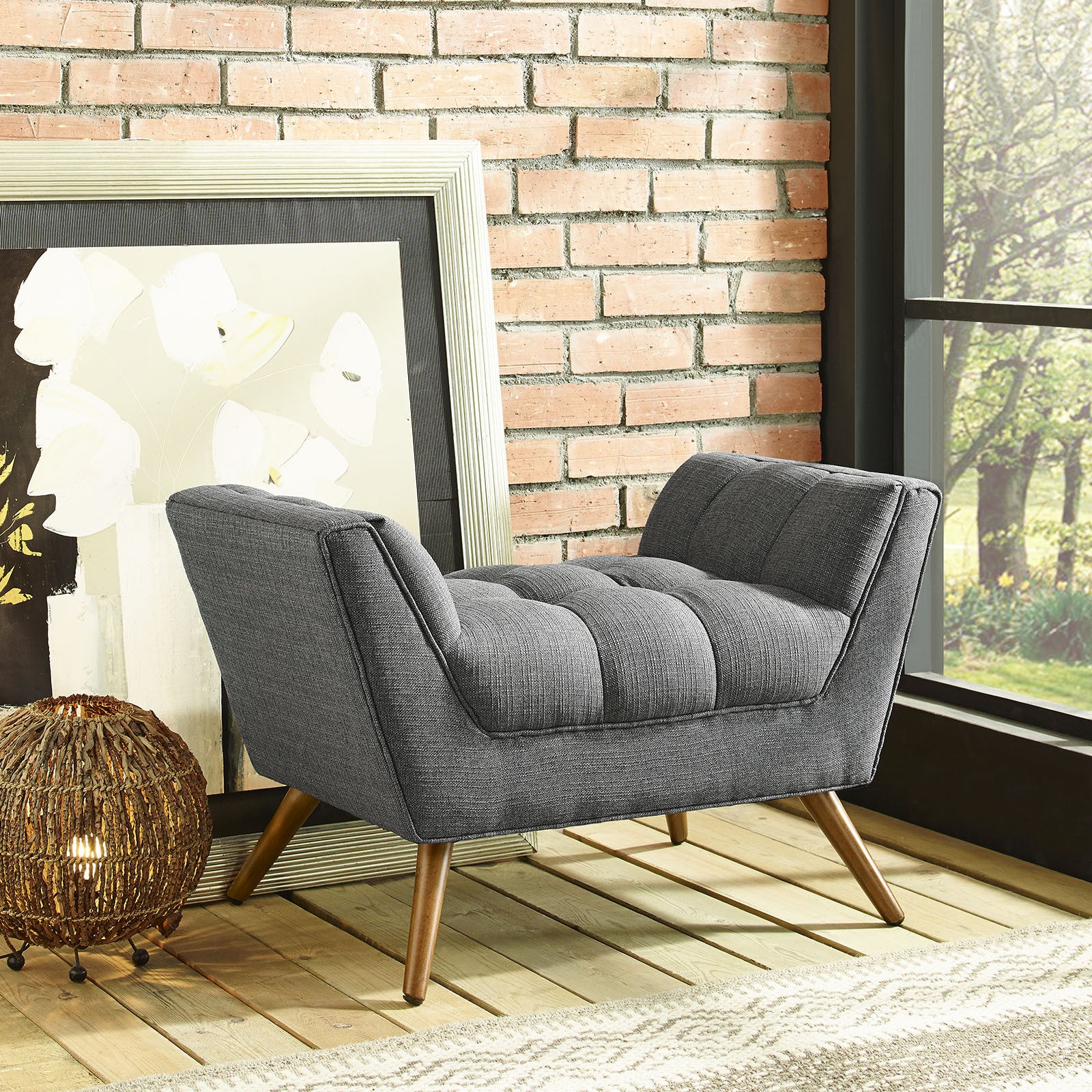 Reborn Fabric Short Ottoman Gray - Image 5
