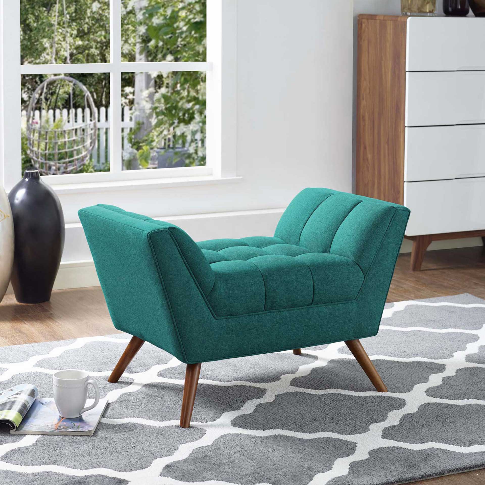 Reborn Fabric Short Ottoman Teal - Image 5