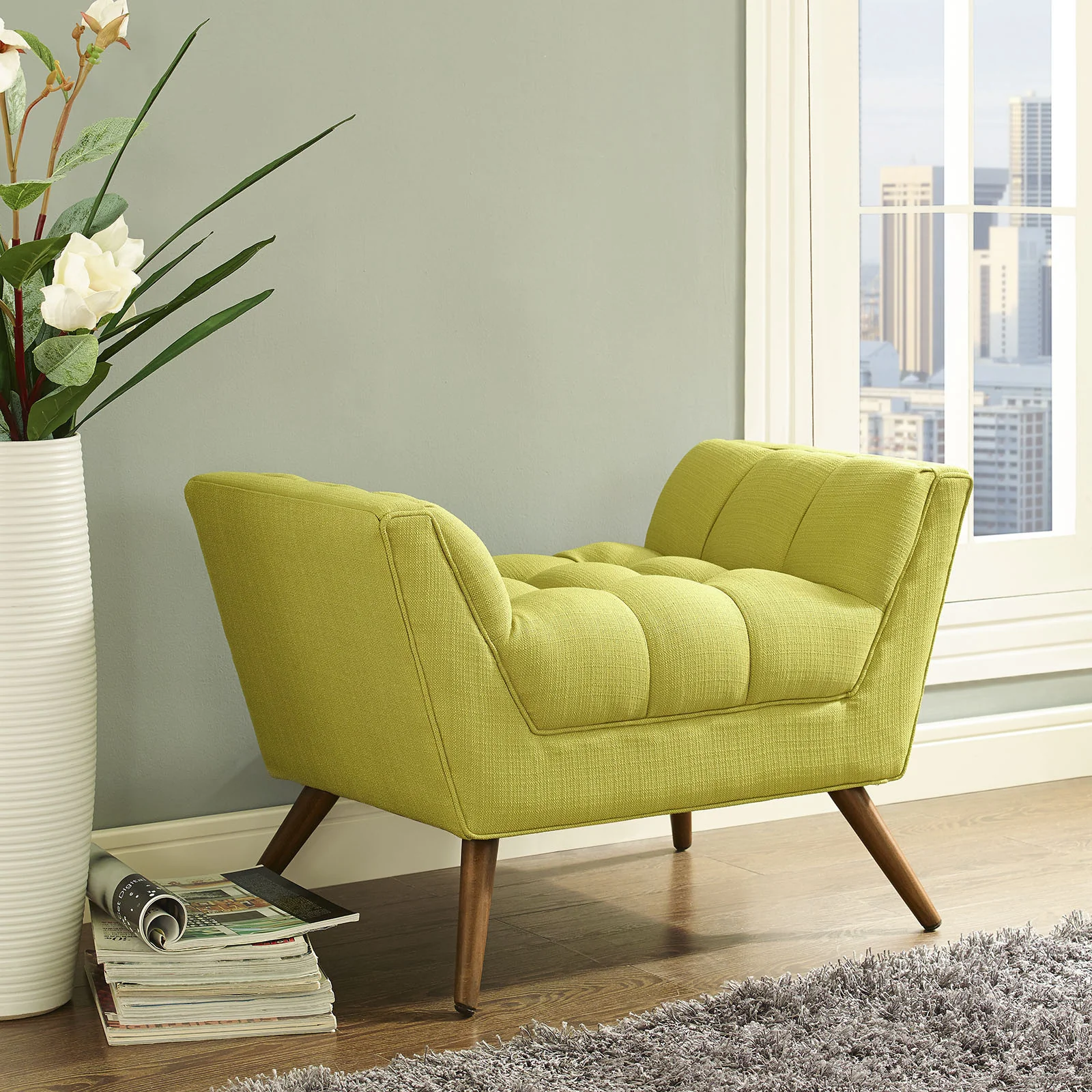 Reborn Fabric Short Ottoman Wheatgrass - Image 5