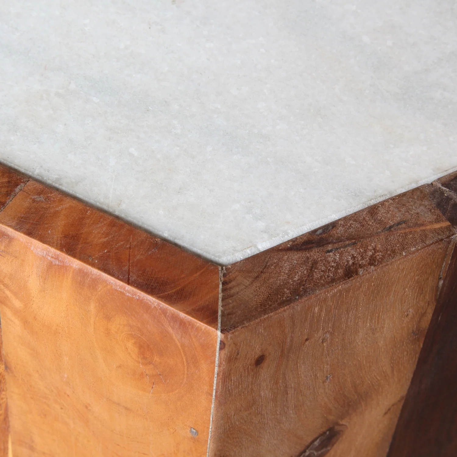 Reclaimed Wood Square Marble Top Table - Image 3