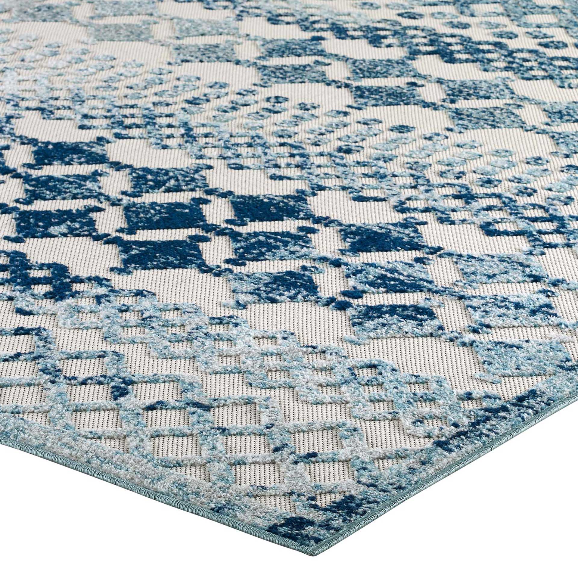 Redcliff Diamond Area Rug Ivory/Blue - Image 3
