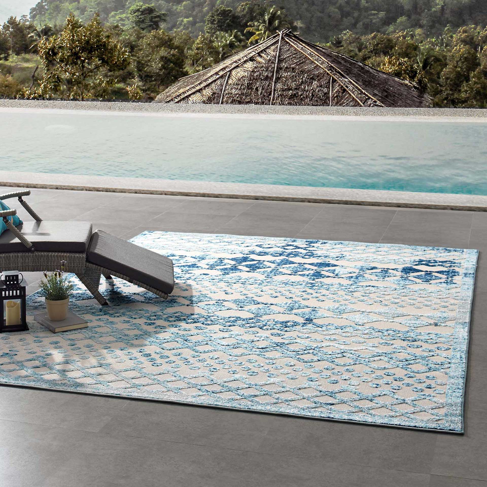 Redcliff Diamond Area Rug Ivory/Blue - Image 8