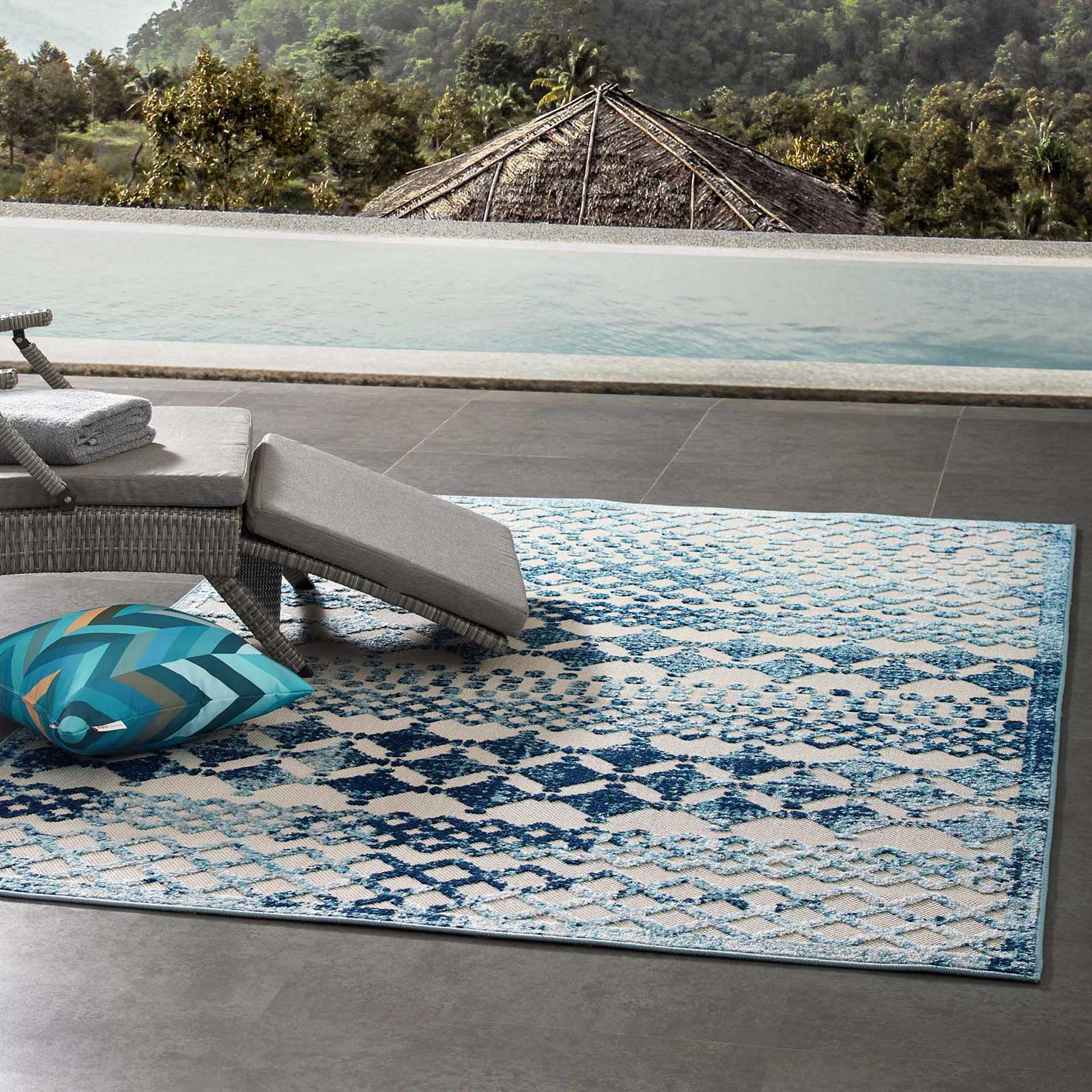 Redcliff Diamond Area Rug Ivory/Blue - Image 9