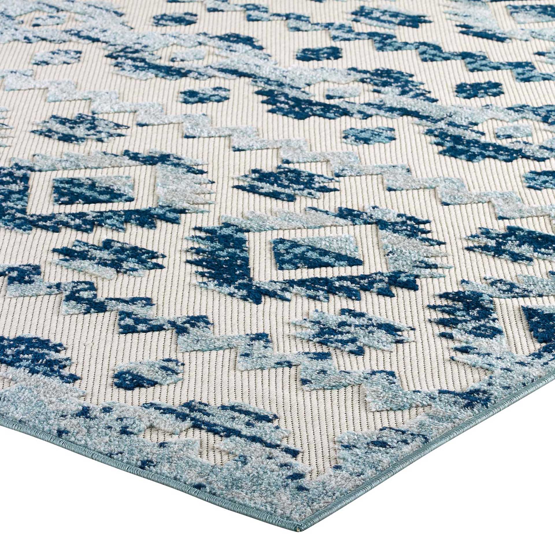 Redcliff Diamond Trellis Area Rug Ivory/Blue - Image 3