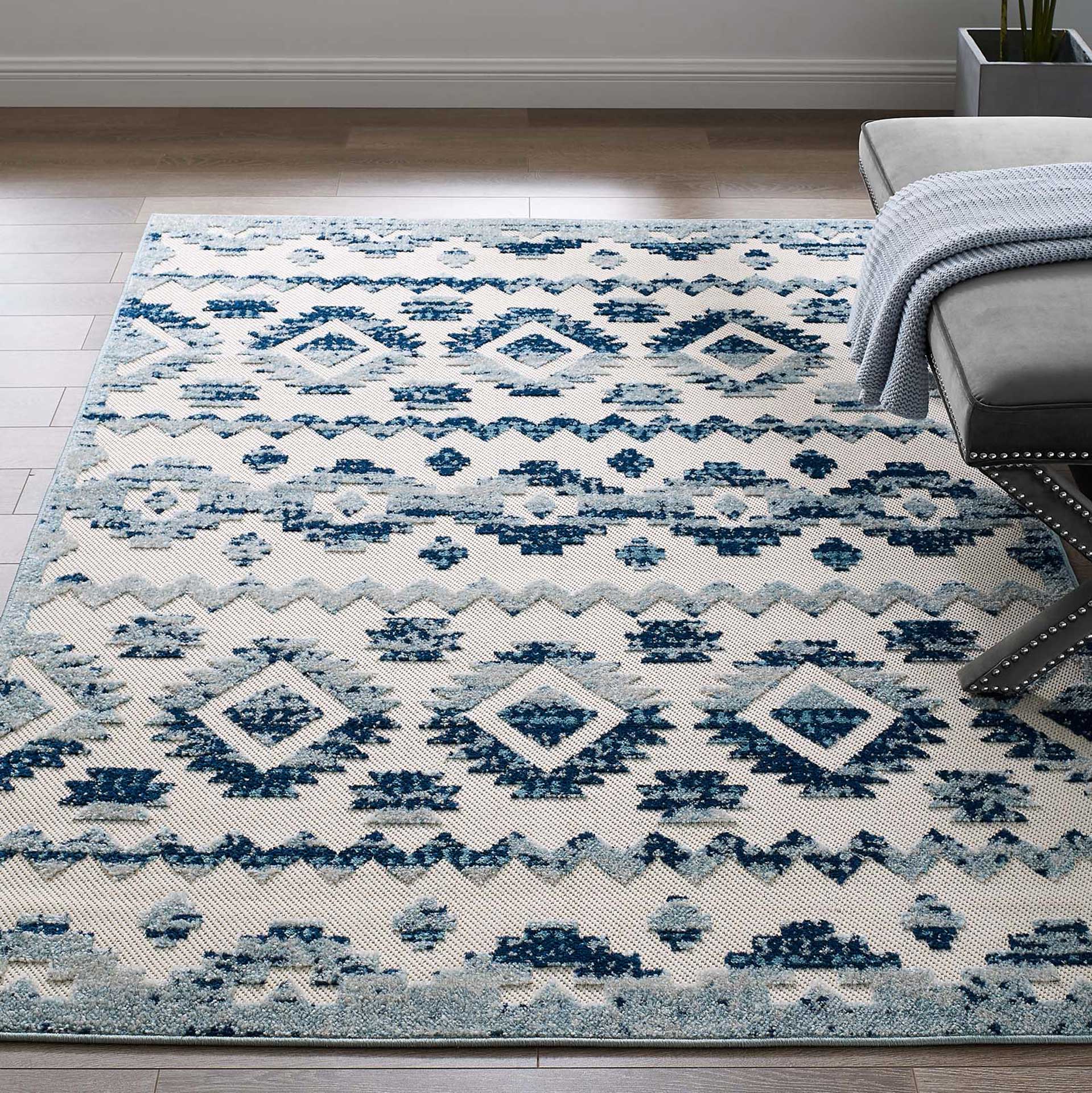 Redcliff Diamond Trellis Area Rug Ivory/Blue - Image 8